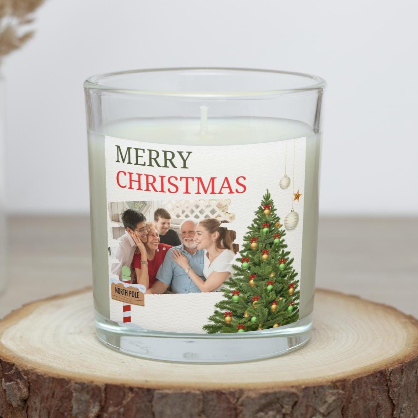 Merry Christmas Photo Personalised Candle | Christmas Photo Gift | Cute Photo Xmas Candle | Christmas Photo Candle | Christmas Photo Message Etsy