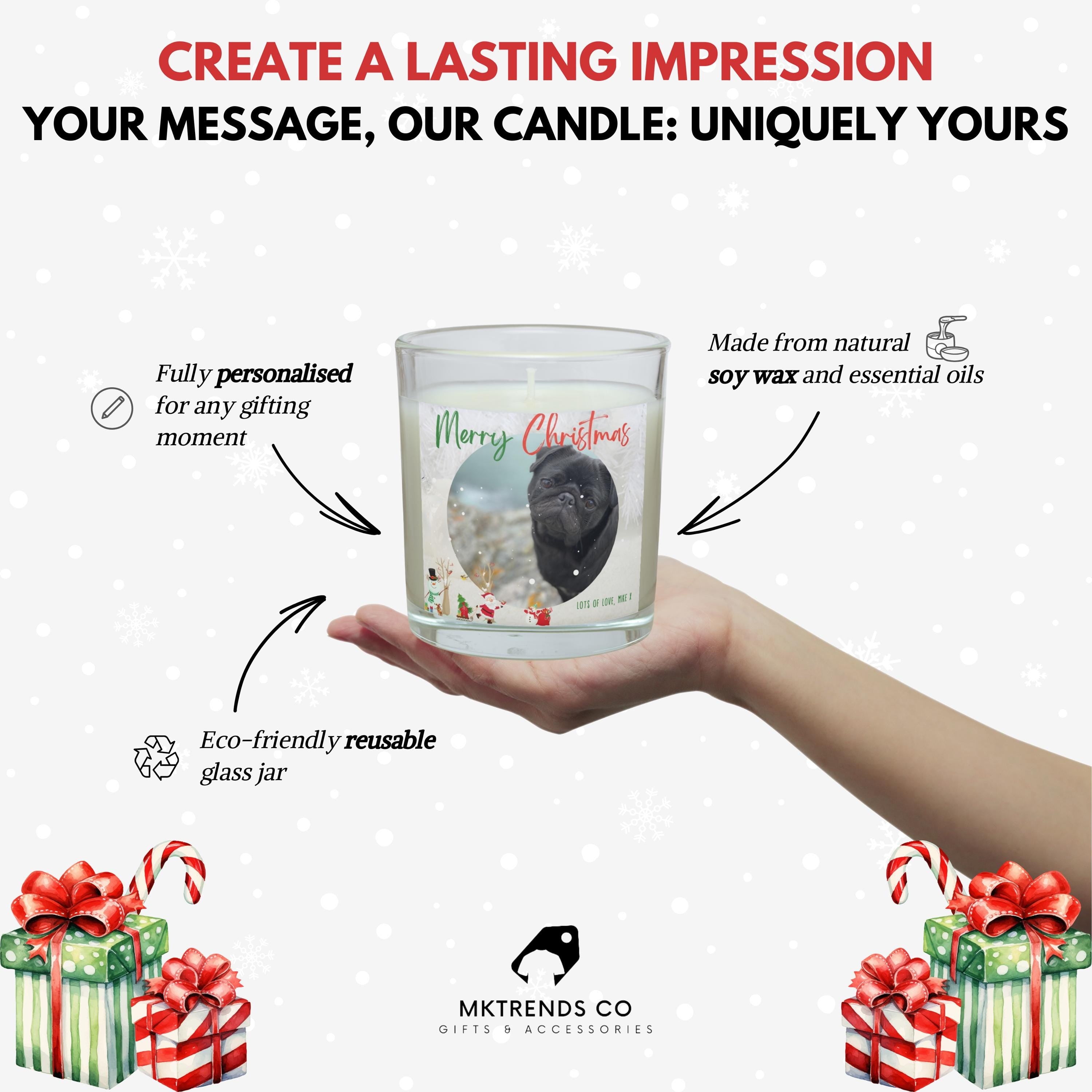 Merry Christmas Photo Message Personalised Candle | Photo Message Christmas Candle | Photo Gift for Christmas | Xmas Decor | Secret Santa Etsy