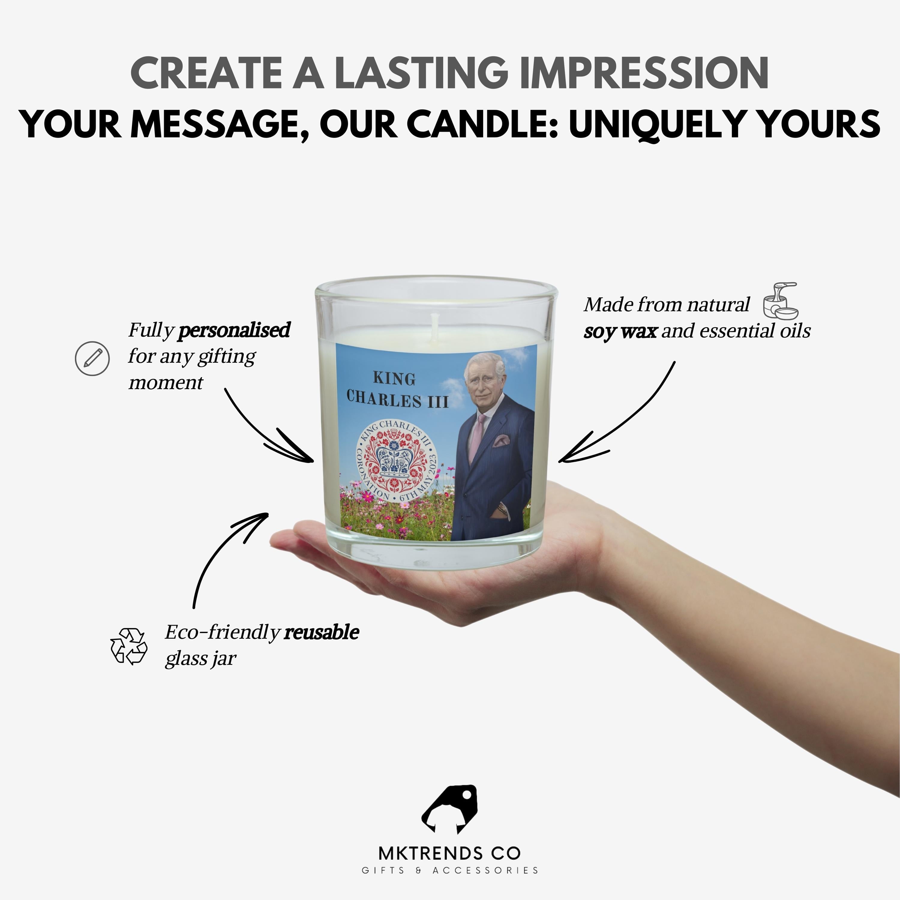 King Charles III Portrait Coronation Candle | Custom King Charles Gift | Royal Family Tribute Candle | King Charles Message Candle Gifts Etsy