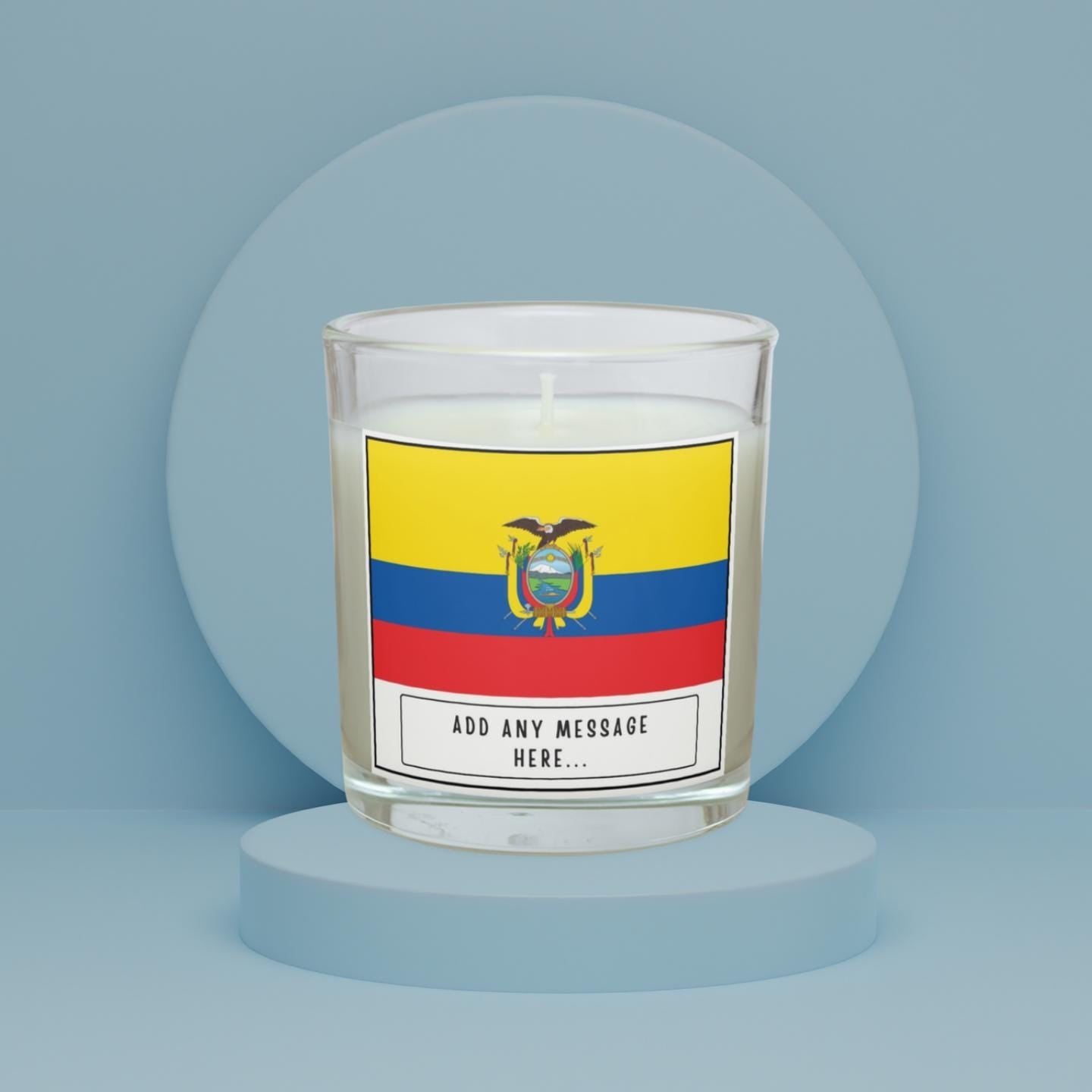 Ecuador Personalised Candle | Flag of Ecuador | Ecuadorian Flag | Custom Message Ecuadorian Candle Gift | Ecuador Home Décor | Candle Gift Etsy