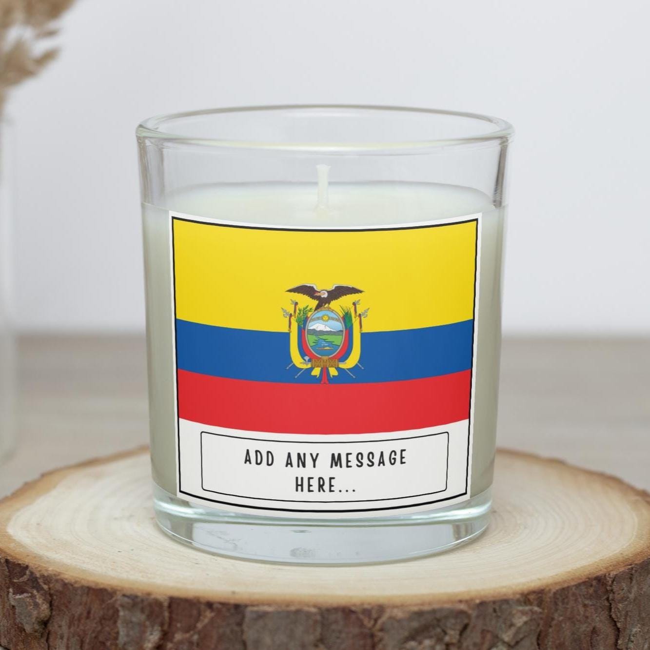 Ecuador Personalised Candle | Flag of Ecuador | Ecuadorian Flag | Custom Message Ecuadorian Candle Gift | Ecuador Home Décor | Candle Gift Etsy