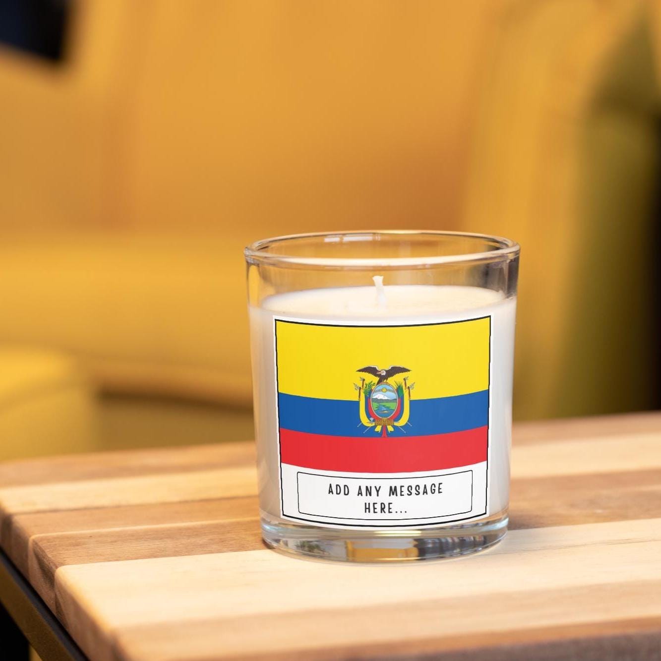 Ecuador Personalised Candle | Flag of Ecuador | Ecuadorian Flag | Custom Message Ecuadorian Candle Gift | Ecuador Home Décor | Candle Gift Etsy