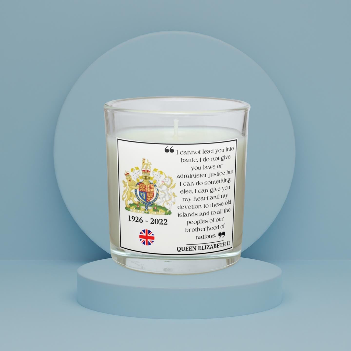 Queen Elizabeth II Memorial Quote Personalised Candle | Royal Tribute Gift | British Royal Family Gift | Regal Coat of Arms Message Candle Etsy