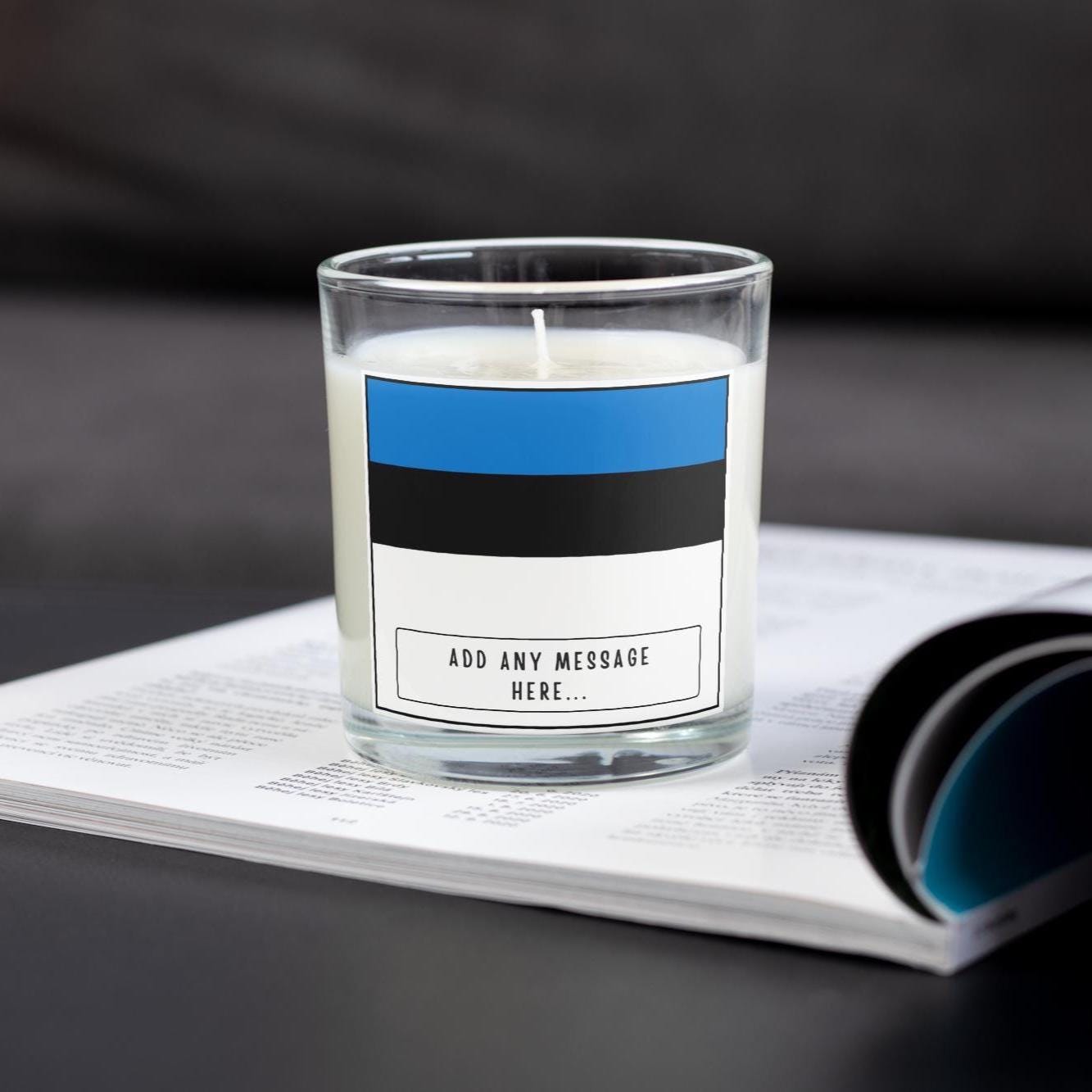Estonia Personalised candle | Flag of Estonia | Estonian Flag Gift | Custom Message Estonian Candle | Gift for Estonian | Estonia Home Décor Etsy