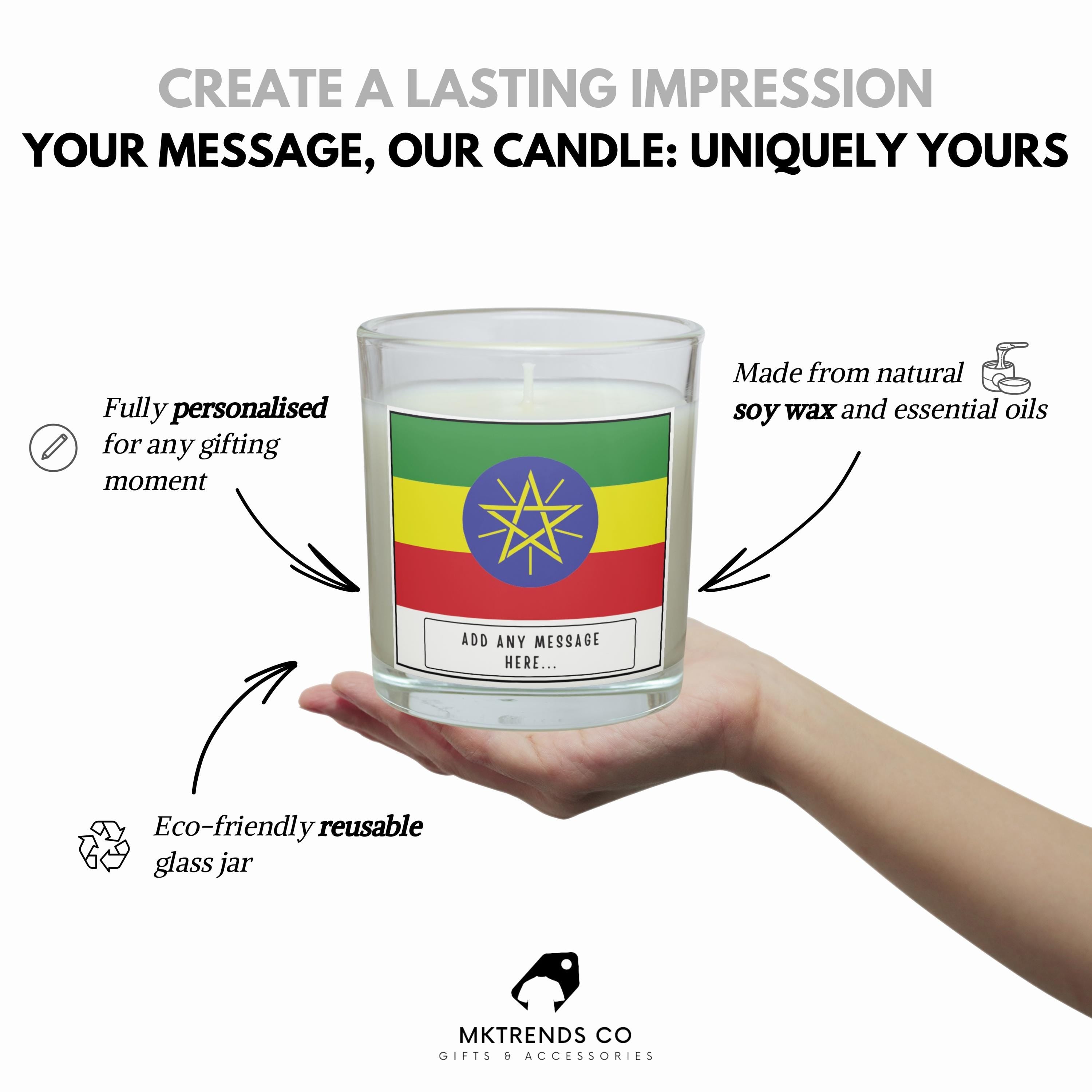 Ethiopia Personalised Candle | Ethiopia Flag | Flag of Ethiopia | Custom Ethiopia Message Candle | Gift for Ethiopian | Ethiopian Home Décor Etsy