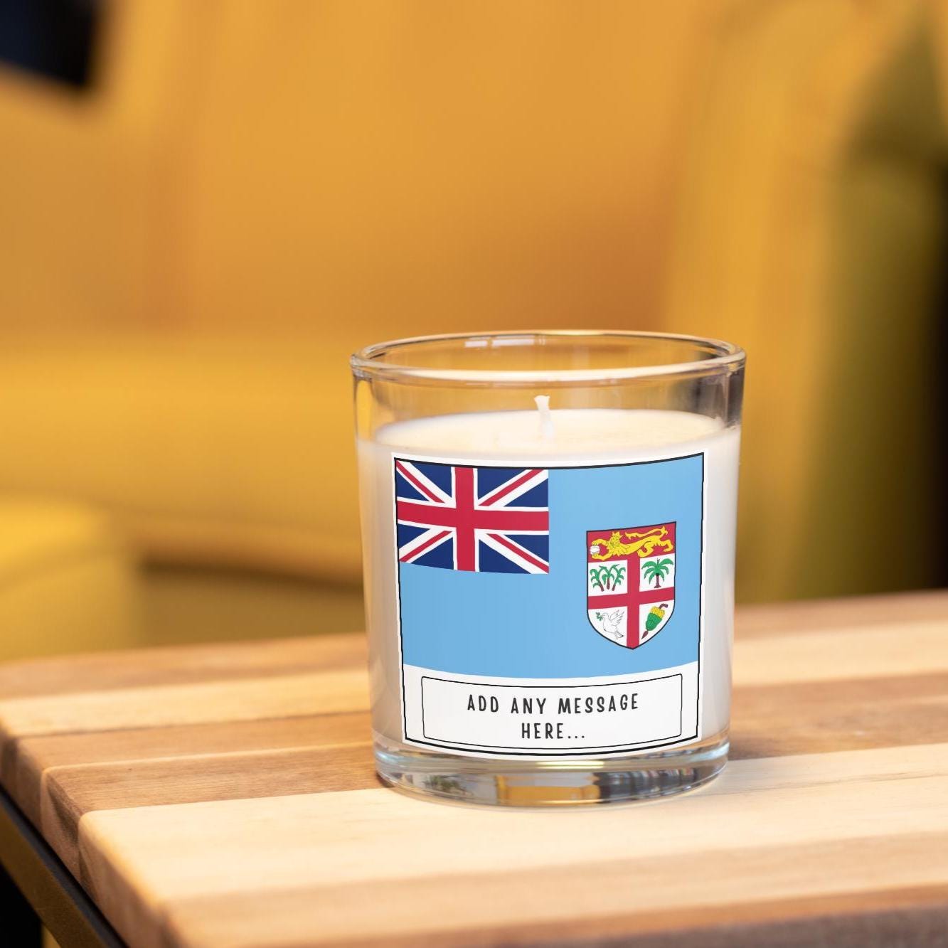 Fiji Personalised Candle | Flag of Fiji Message | Fijian Flag Candle Gift | Custom Fijian Message | Gift for Fijian Friend | Fiji Home Décor Etsy