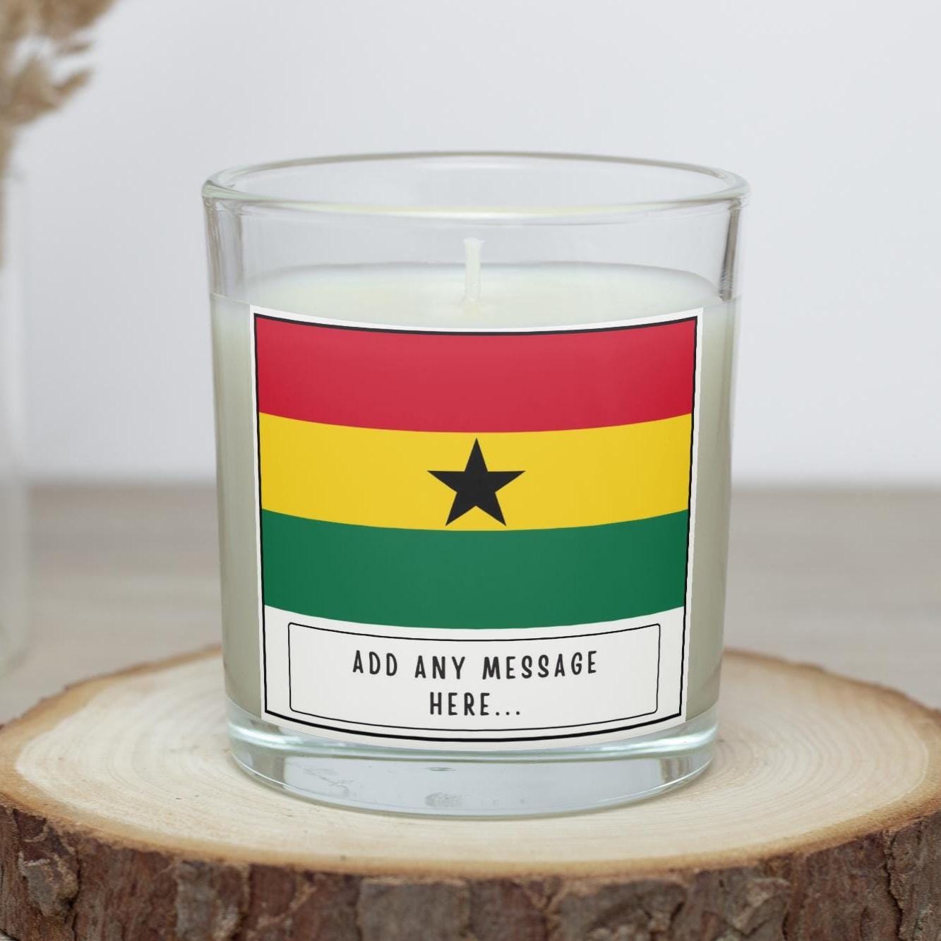Ghana Personalised Candle | Flag of Ghana | Ghanaian Flag Gift | Custom Ghanaian Message Candle | Ghana Home Décor | Ghanaian Friend Gifts Etsy