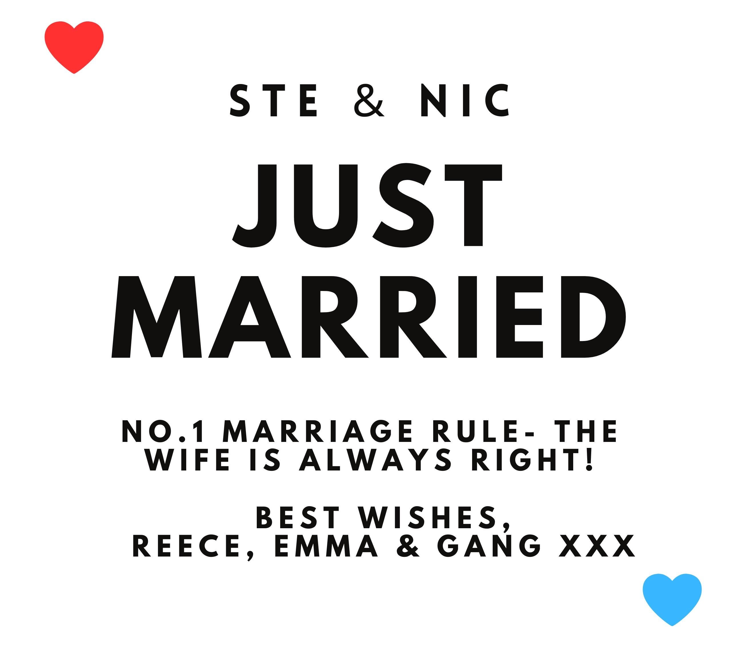 Just Married Wedding Personalised Candle | Wedding Day Gift | Custom Message Wedding Candle | Gift for Mr & Mrs | Bride and Groom Message Etsy
