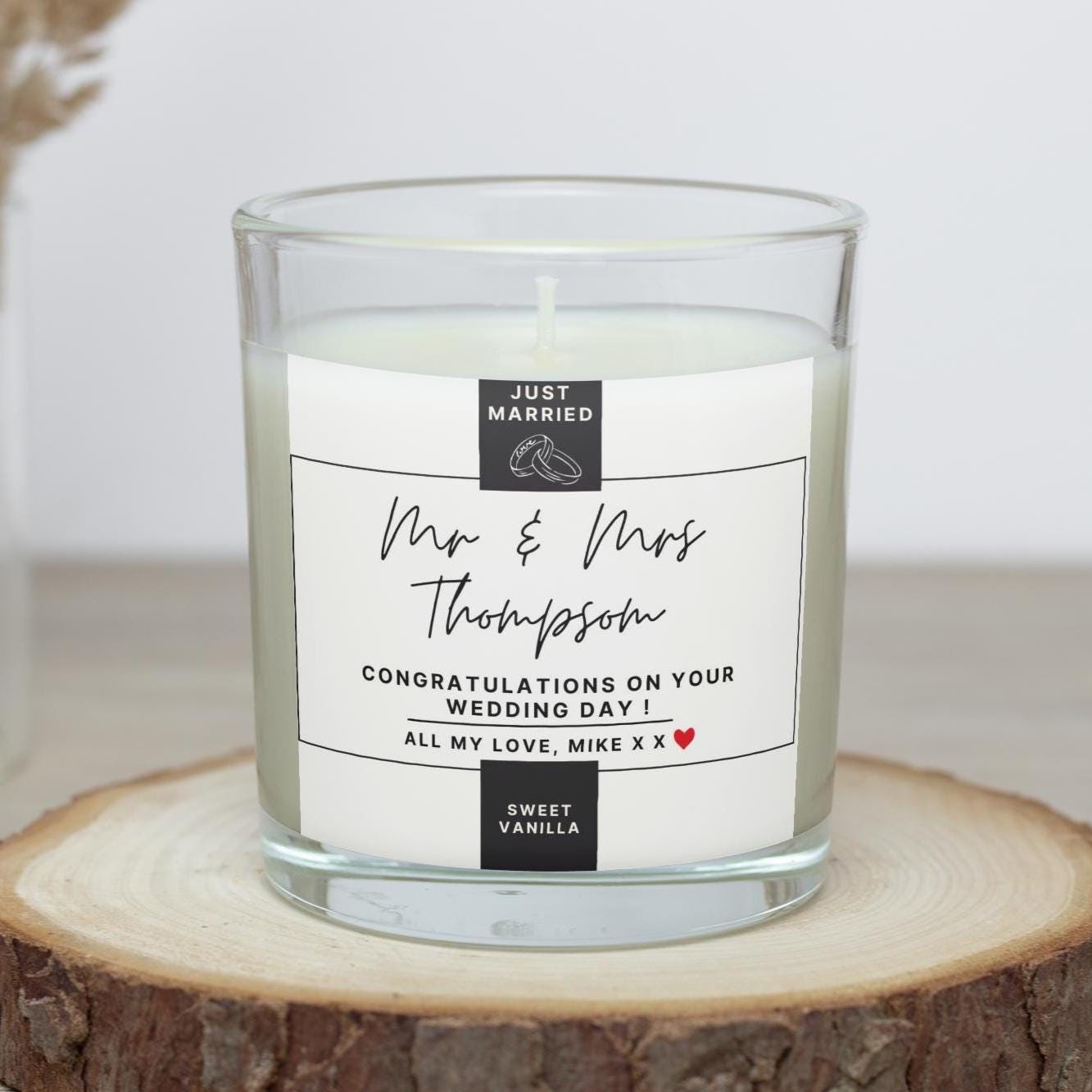 Mr & Mrs Just Married Personalised Wedding Candle | Wedding Gift | Gift for Wedding Day | Bride and Groom | Mr Mrs Wedding Day Candle Gift Etsy