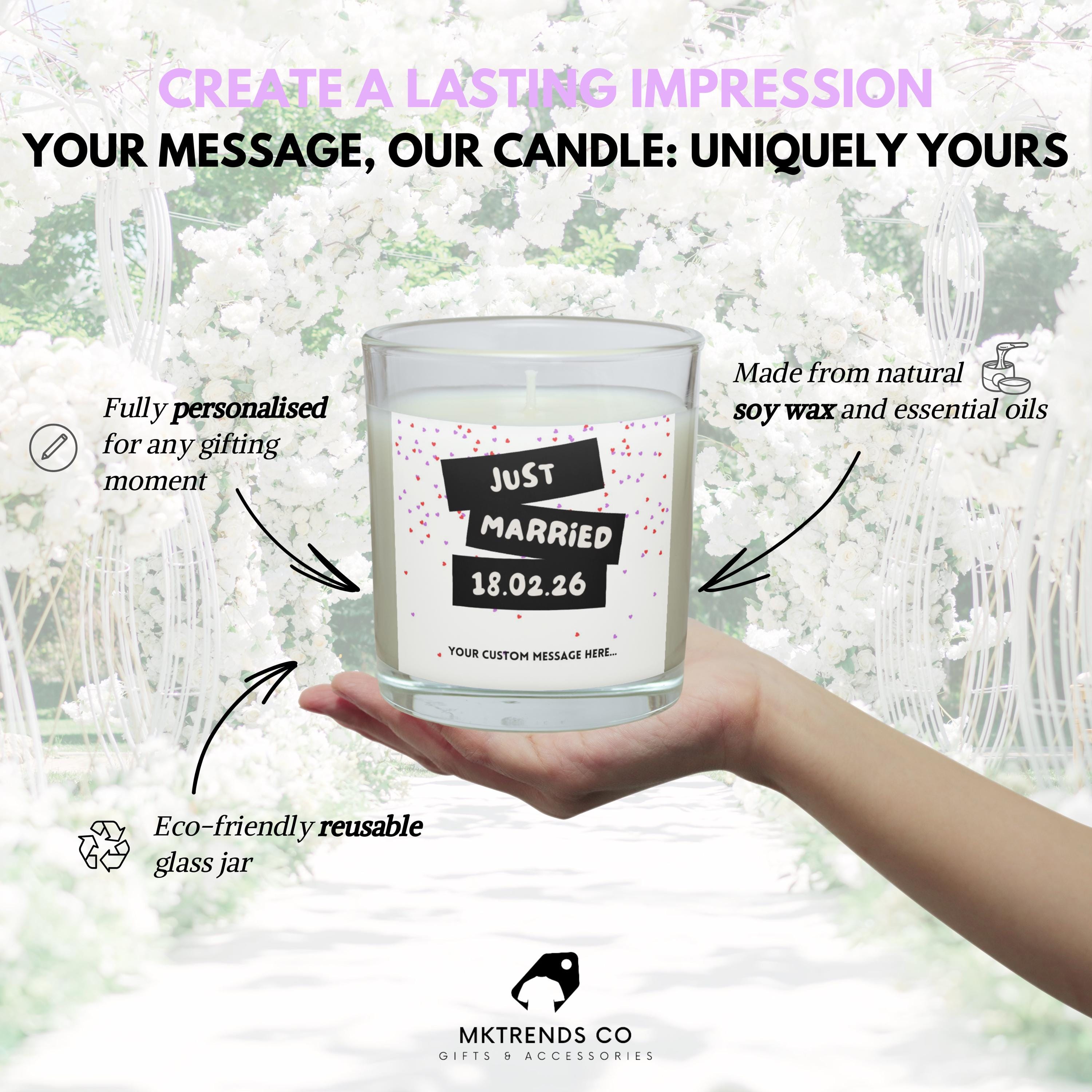 Just Married Special Date Wedding Candle | Custom Date Wedding Day Gift | Wedding Personalised Message Candle | Bride & Groom Message Gift Etsy