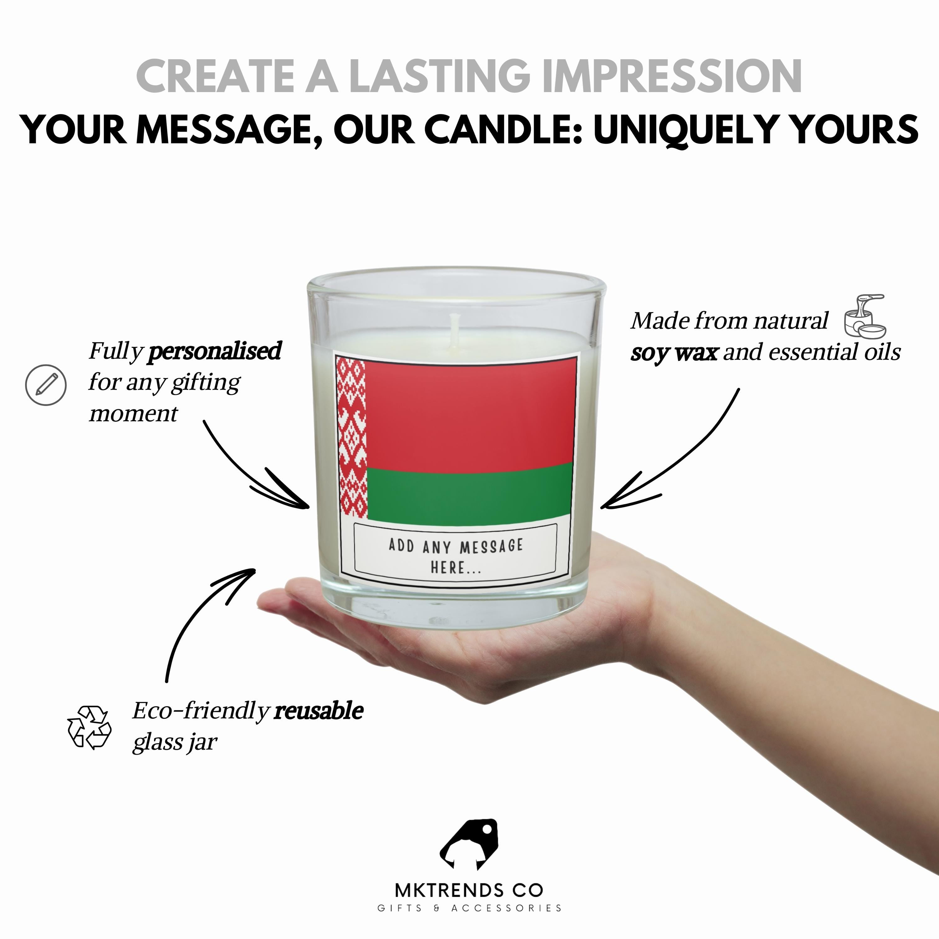 Belarus Personalised Candle | Flag of Belarus | Belarusian Flag | Custom Belarus Message Gift | Gift for Belarusian | Belarusian Home Décor Etsy
