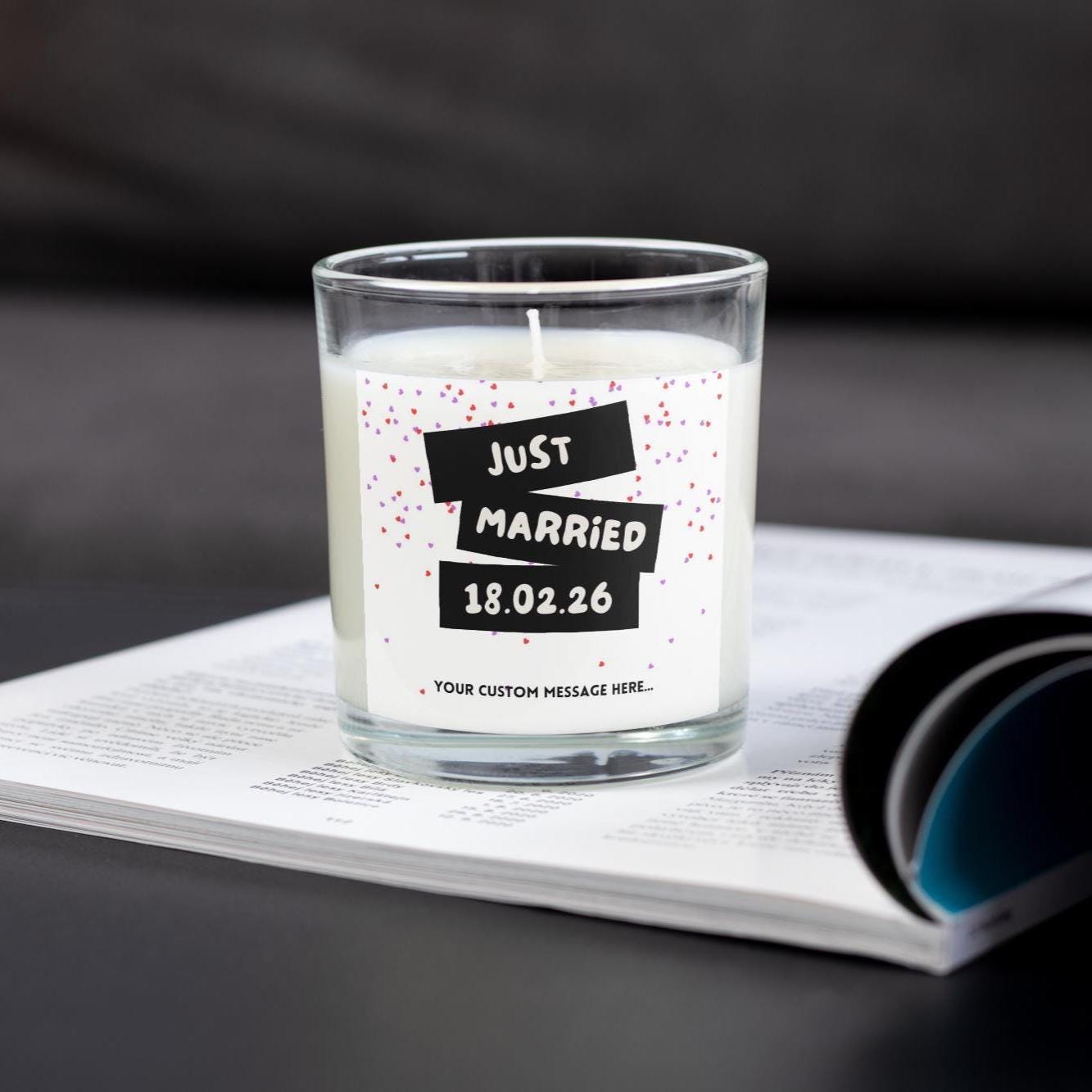 Just Married Special Date Wedding Candle | Custom Date Wedding Day Gift | Wedding Personalised Message Candle | Bride & Groom Message Gift Etsy