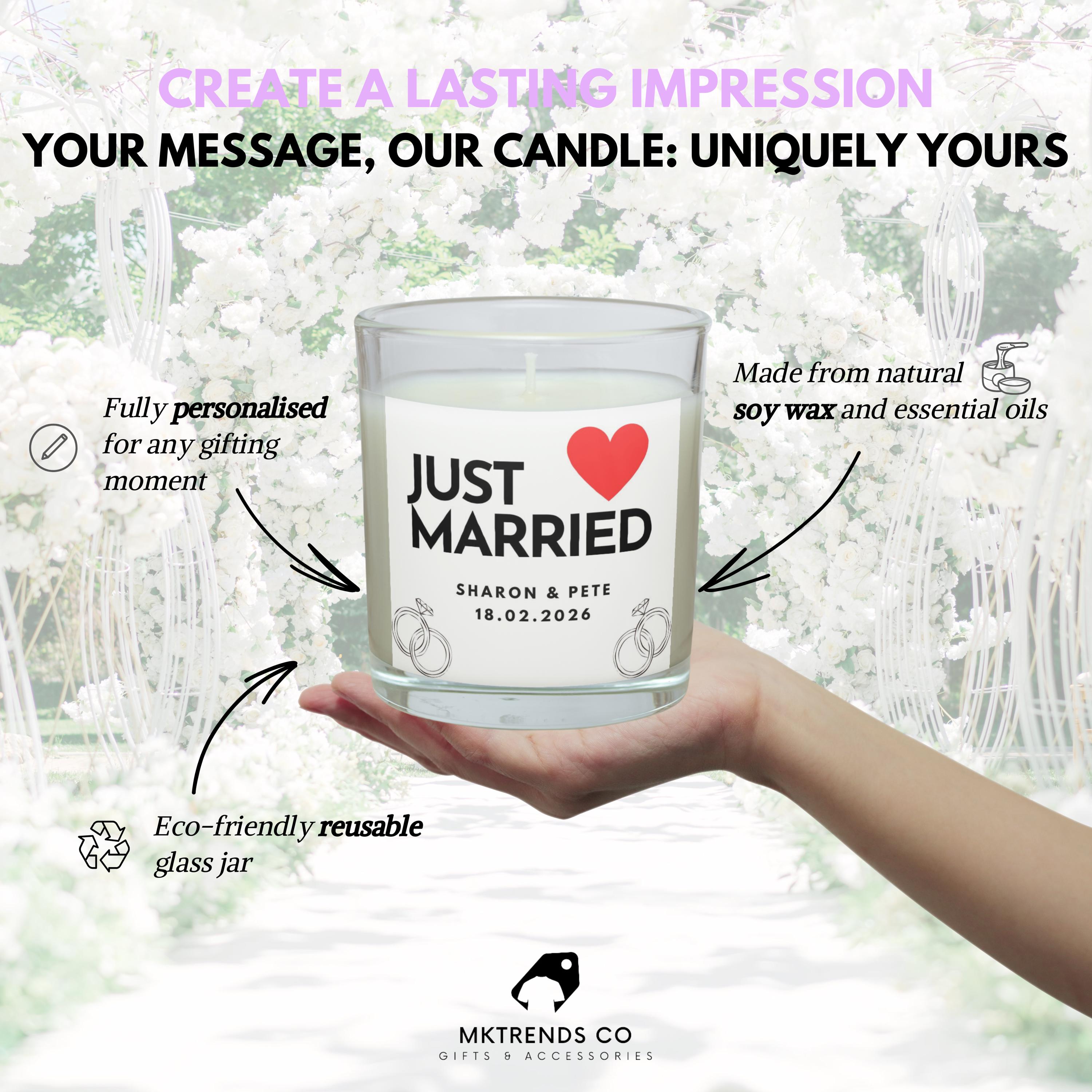 Just Married Message Personalised Candle | Wedding Day Candle | Gift for Bride & Groom | Mr and Mrs Candle | Wedding Day Candle Keepsake Etsy