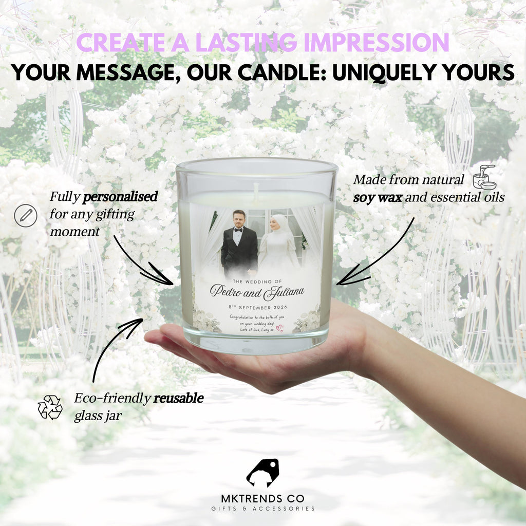 Wedding Candle Gift For Couple, Congratulation Gift, Bride And Groom Gift, Mr Mrs Gift, Engagement Candle, Photo Message Gift, Anniversary Etsy