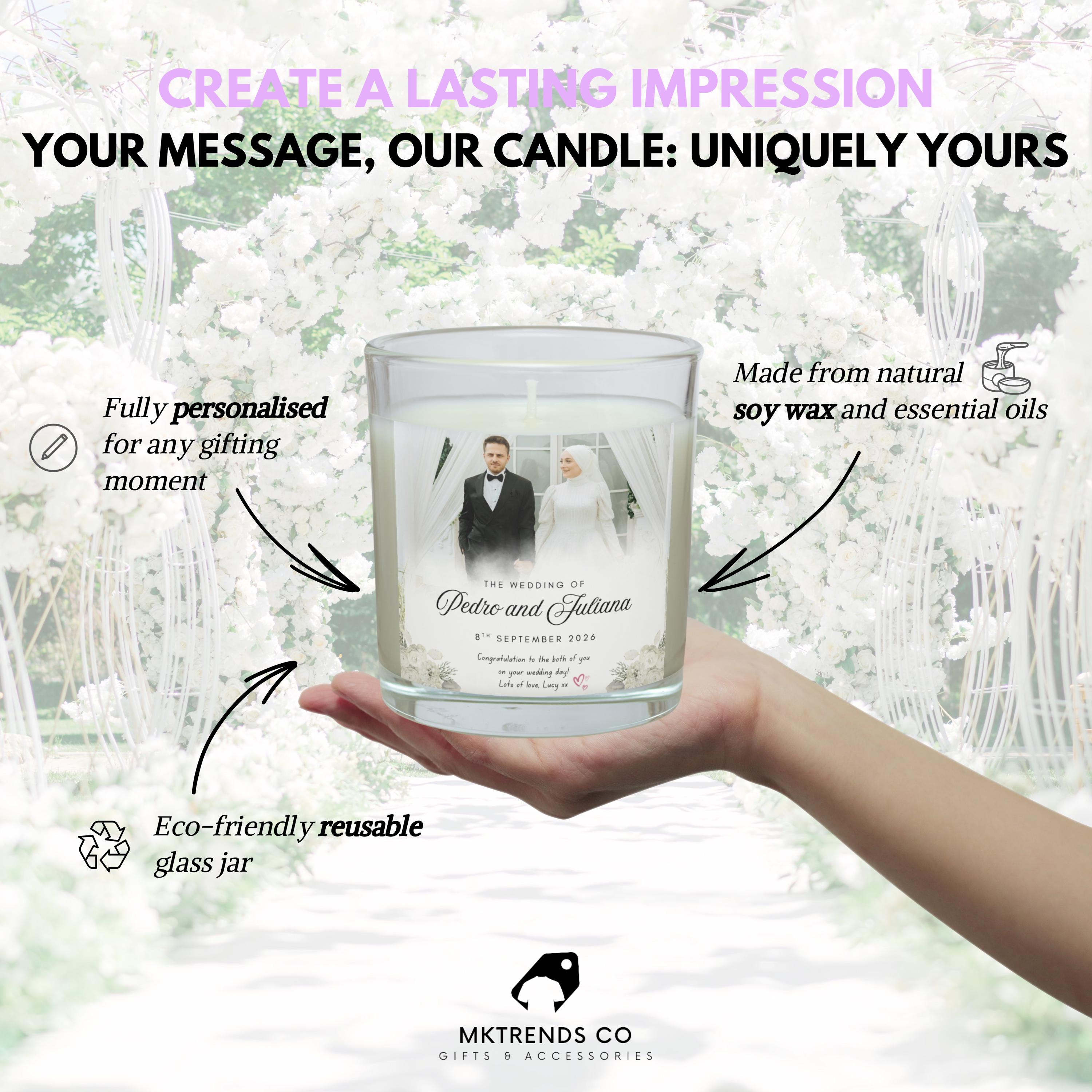 Wedding Candle Gift For Couple, Congratulation Gift, Bride And Groom Gift, Mr Mrs Gift, Engagement Candle, Photo Message Gift, Anniversary Etsy