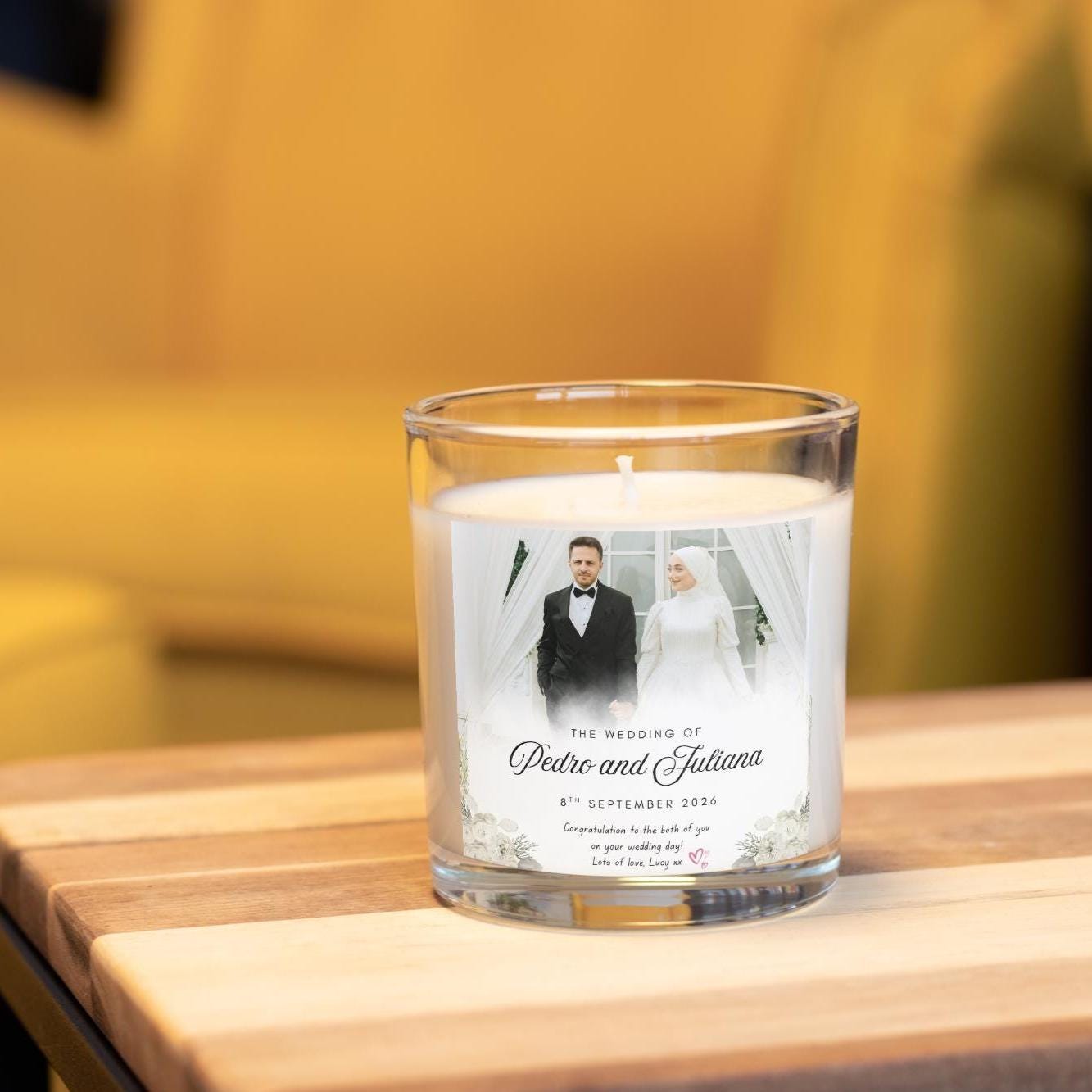 Wedding Candle Gift For Couple, Congratulation Gift, Bride And Groom Gift, Mr Mrs Gift, Engagement Candle, Photo Message Gift, Anniversary Etsy