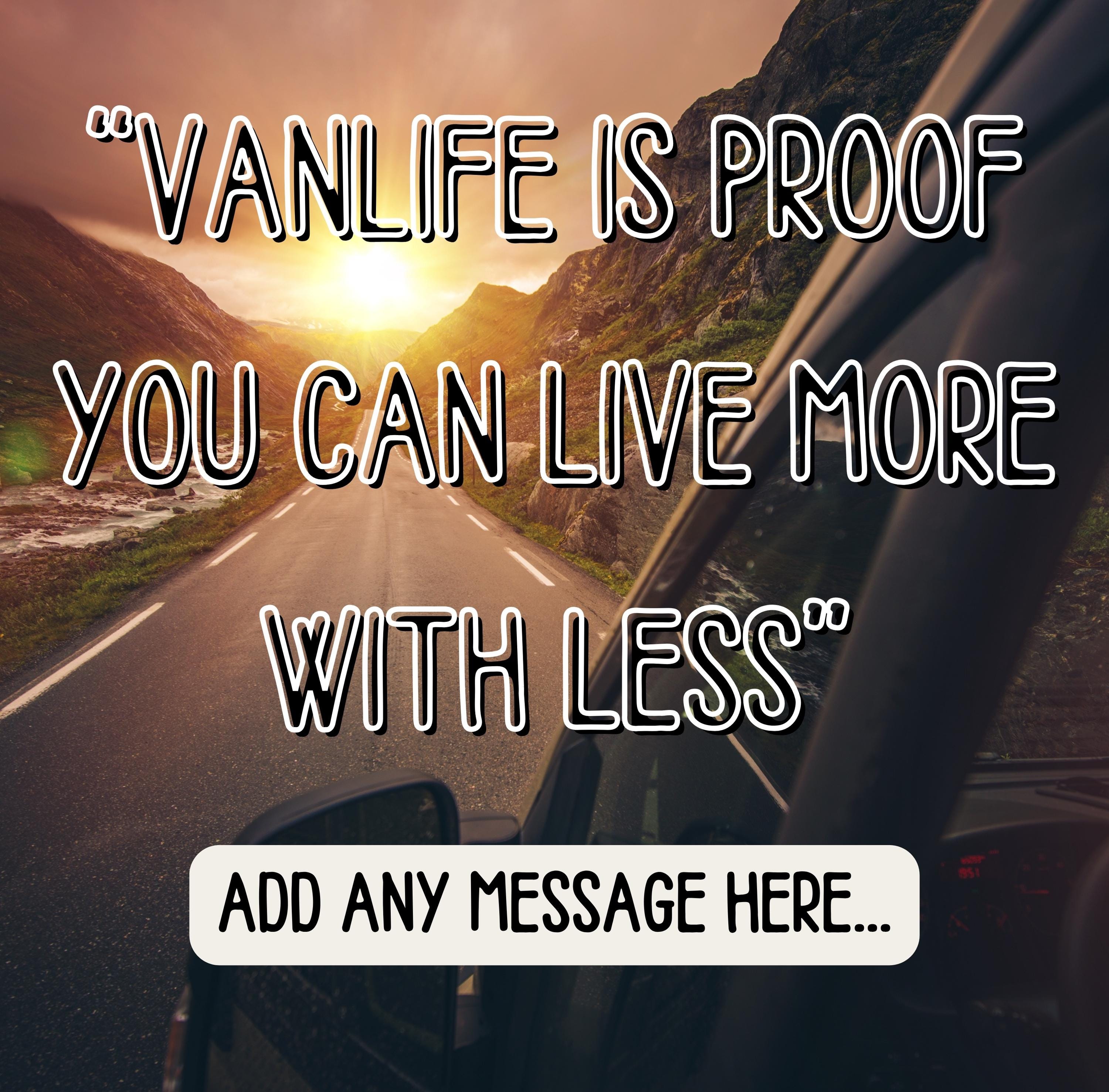 Personalised Vanlife Quote Mug | Scenic Camper Gift | Live More With Less Design | Custom Message | UK Motorhome Present | Campervan Quote Etsy