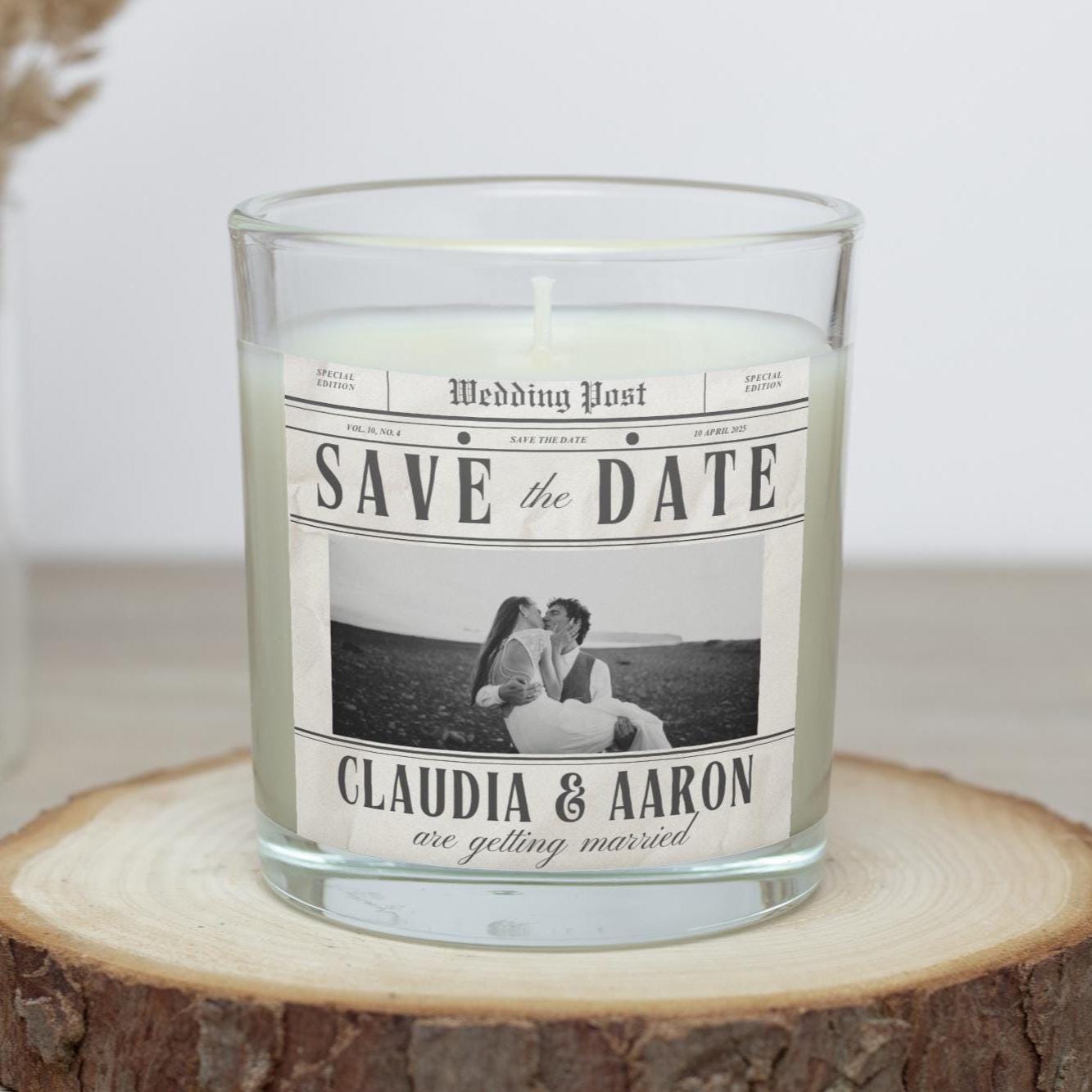 Save the Date Wedding Personalised Candle | Wedding Invitation Photo Message Gift | Novelty Upcoming Wedding Candle | Any Date & Message Etsy