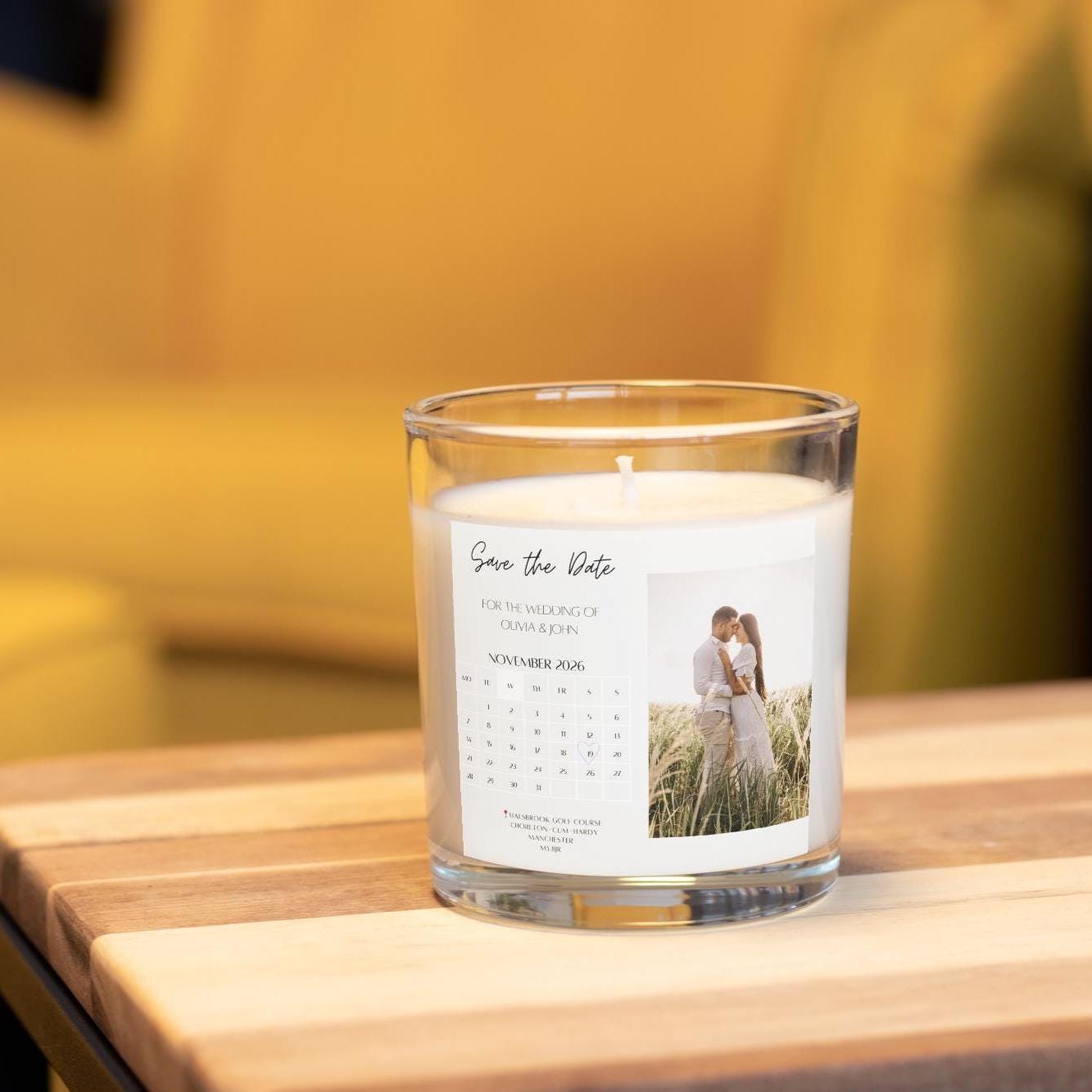 Save the Date Photo Personalised Candle, Custom Wedding Announcement, Wedding Date Reveal Gift, Engagement Keepsake Gift, Photo Message Gift Etsy