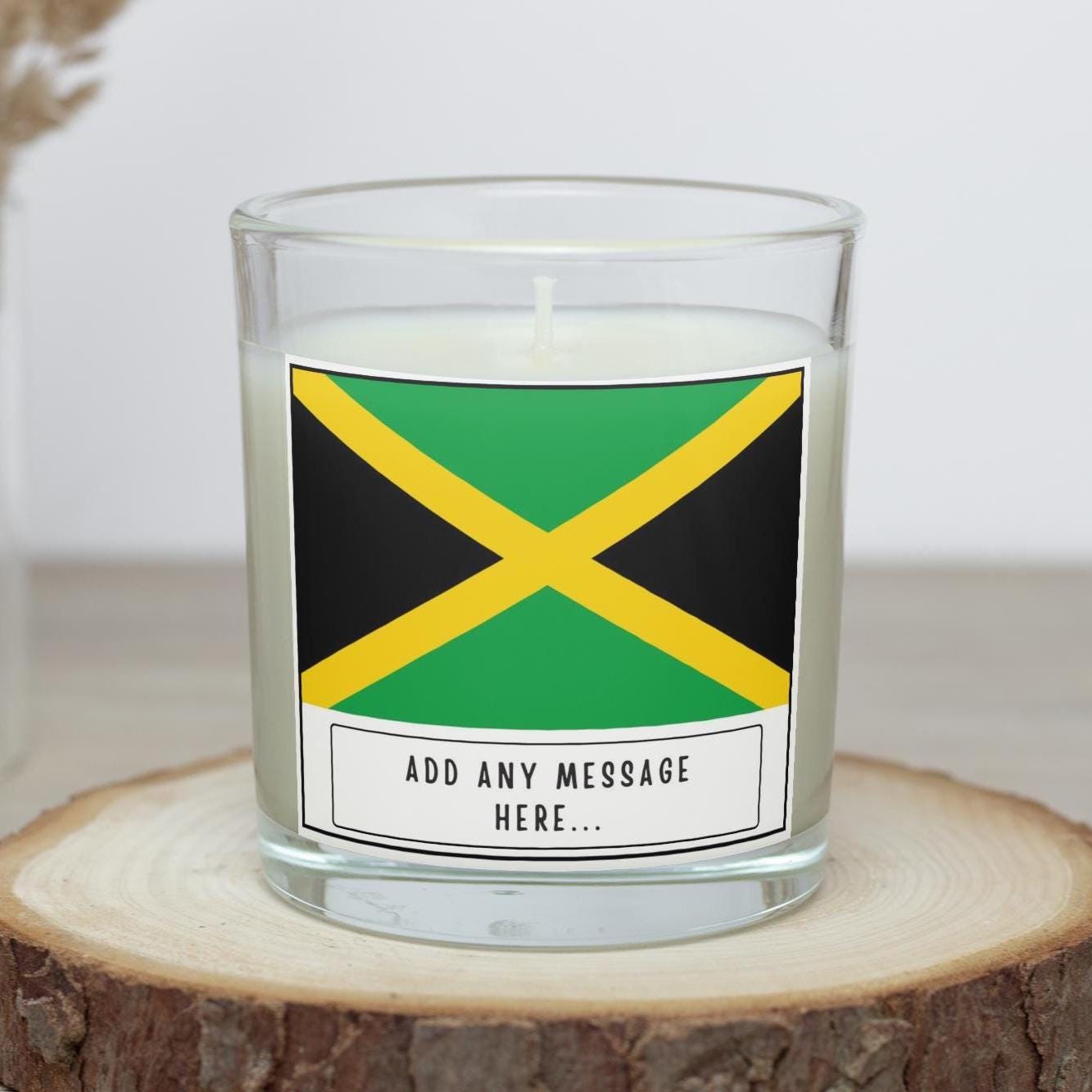 Jamaica Personalised Candle | Flag of Jamaica | Jamaican Flag Gift | Gift for Jamaican | Custom Message Jamaica Gift | Home Décor | Culture Etsy