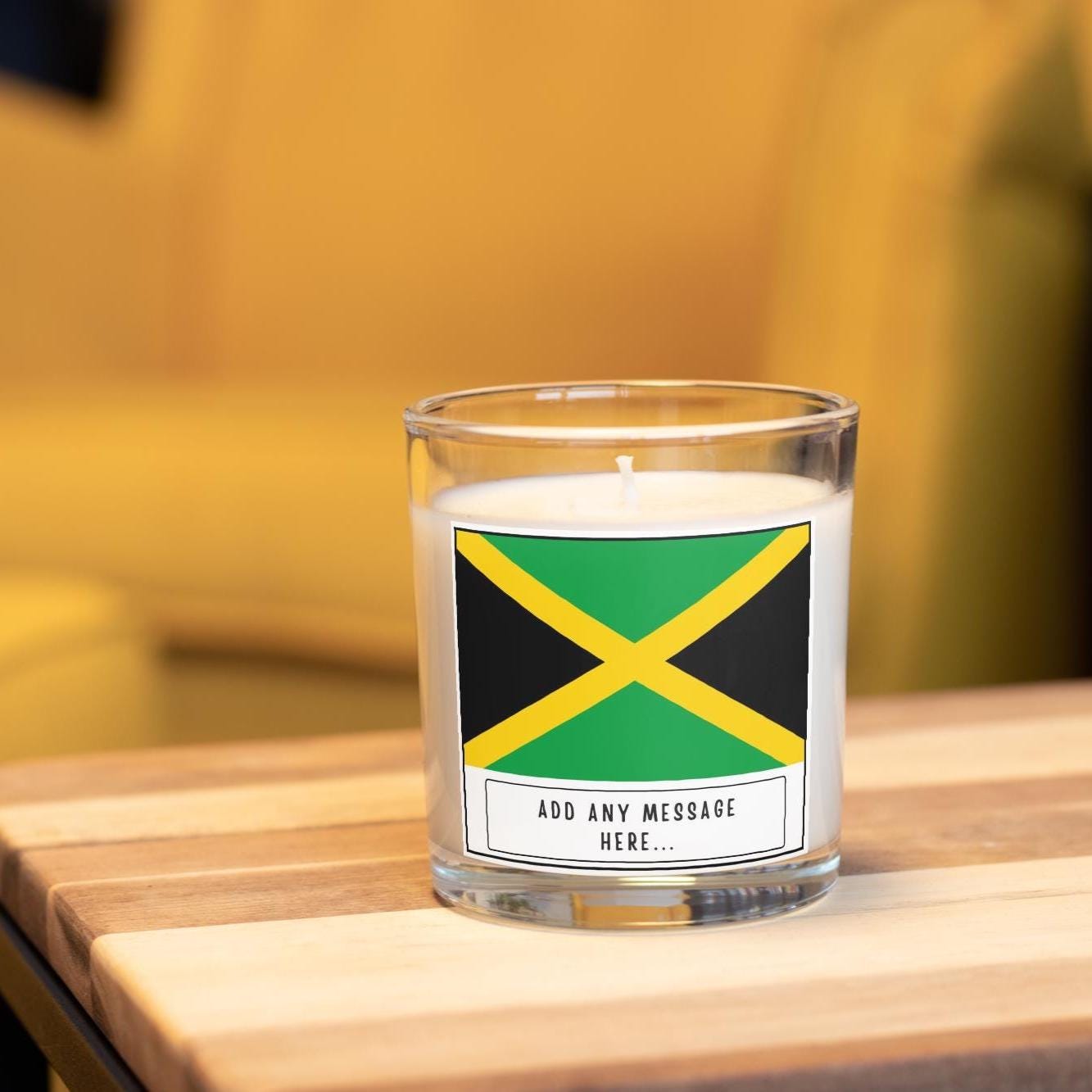 Jamaica Personalised Candle | Flag of Jamaica | Jamaican Flag Gift | Gift for Jamaican | Custom Message Jamaica Gift | Home Décor | Culture Etsy