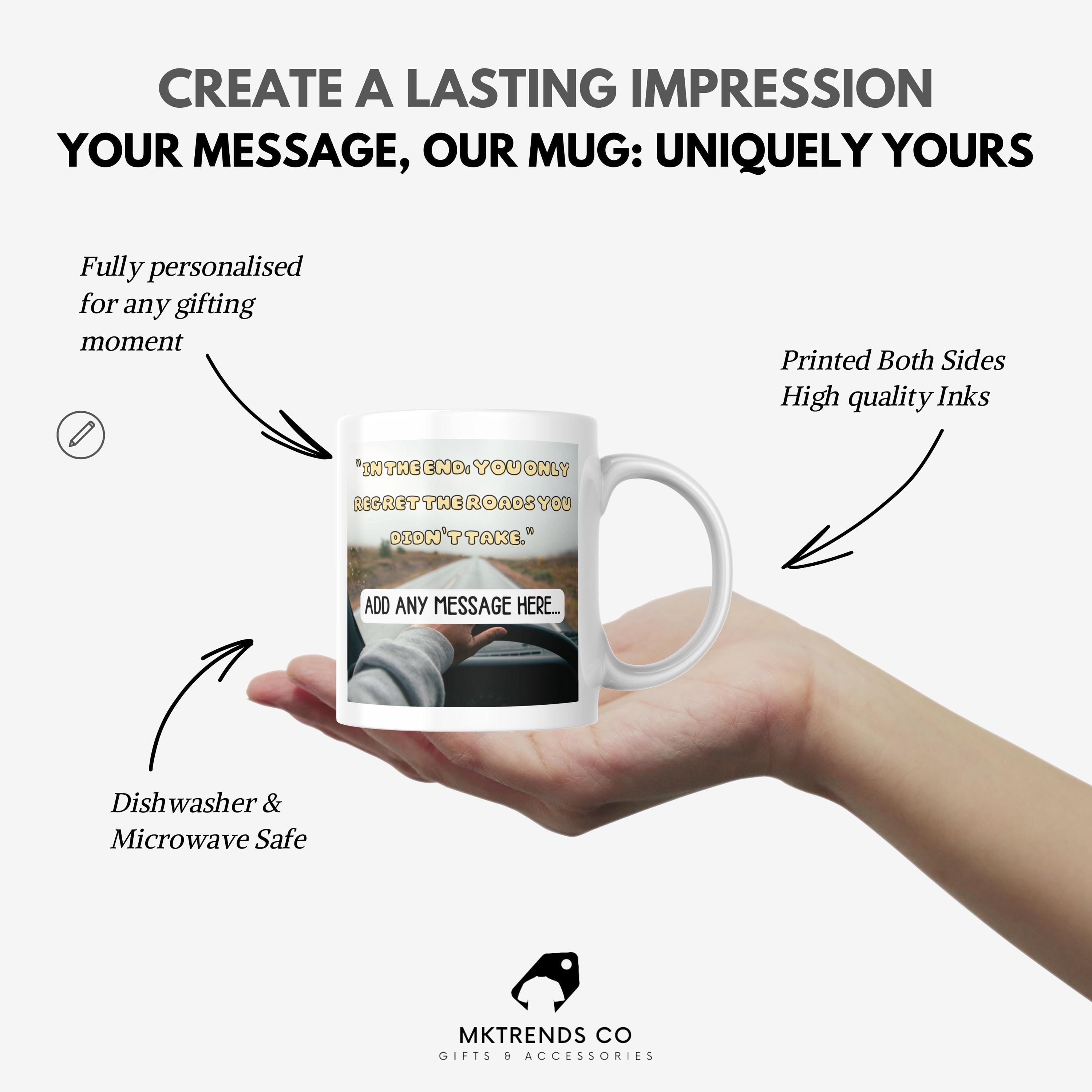 Personalised Vanlife Quote Mug | Scenic Road Travel Cup | Custom Message | Motivational Camper Gift | UK Motorhome Present | Road Trip Etsy