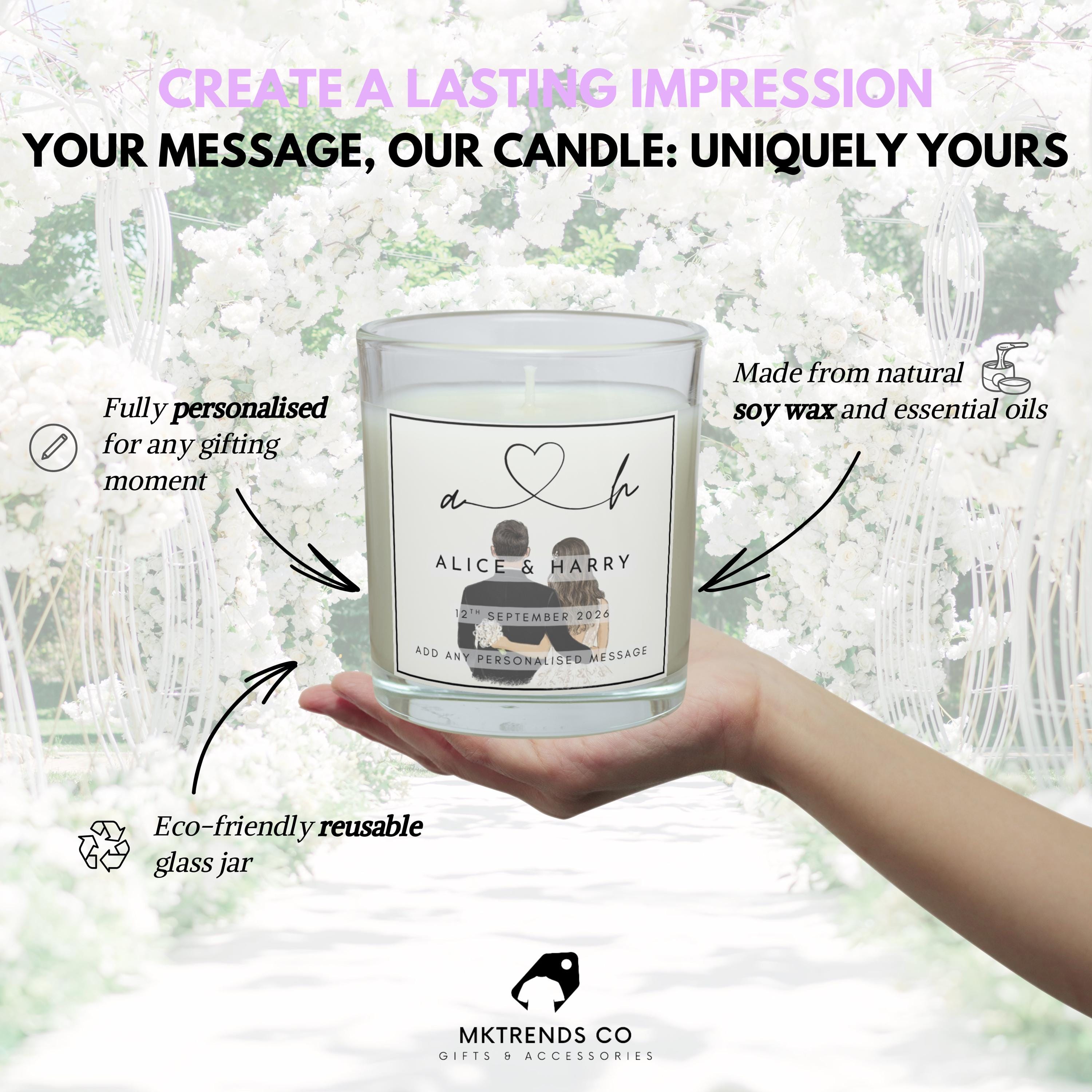 Personalised Wedding Gift | Engagement Candle | Gift for Couples | Mr & Mrs Candle | Wedding Day | Wedding Planning | Date, Message Present Etsy