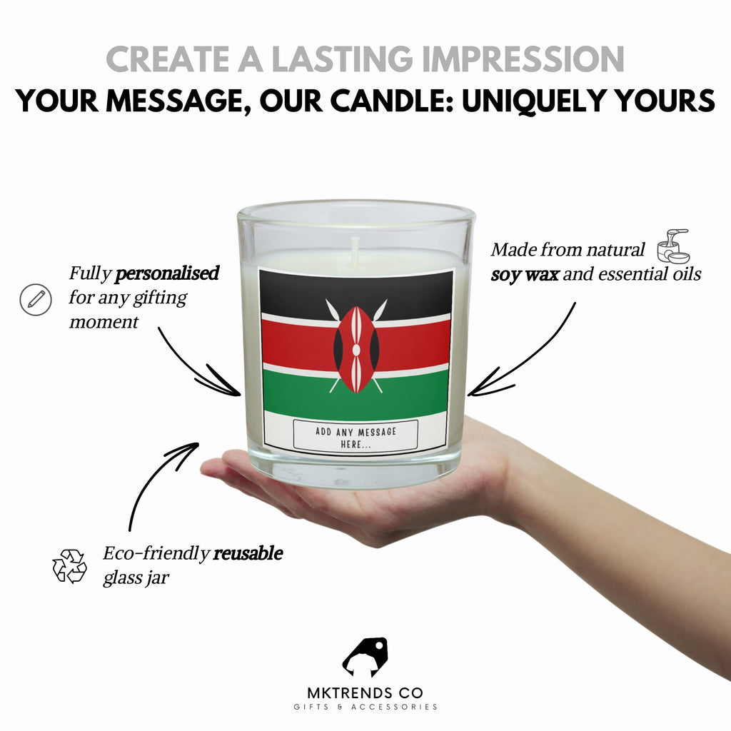 Kenya Personalised Candle | Flag of Kenya | Kenyan Flag Candle | Custom Message Kenyan Gift | Gift for Kenyan | Kenya Home Décor Candle Gift Etsy