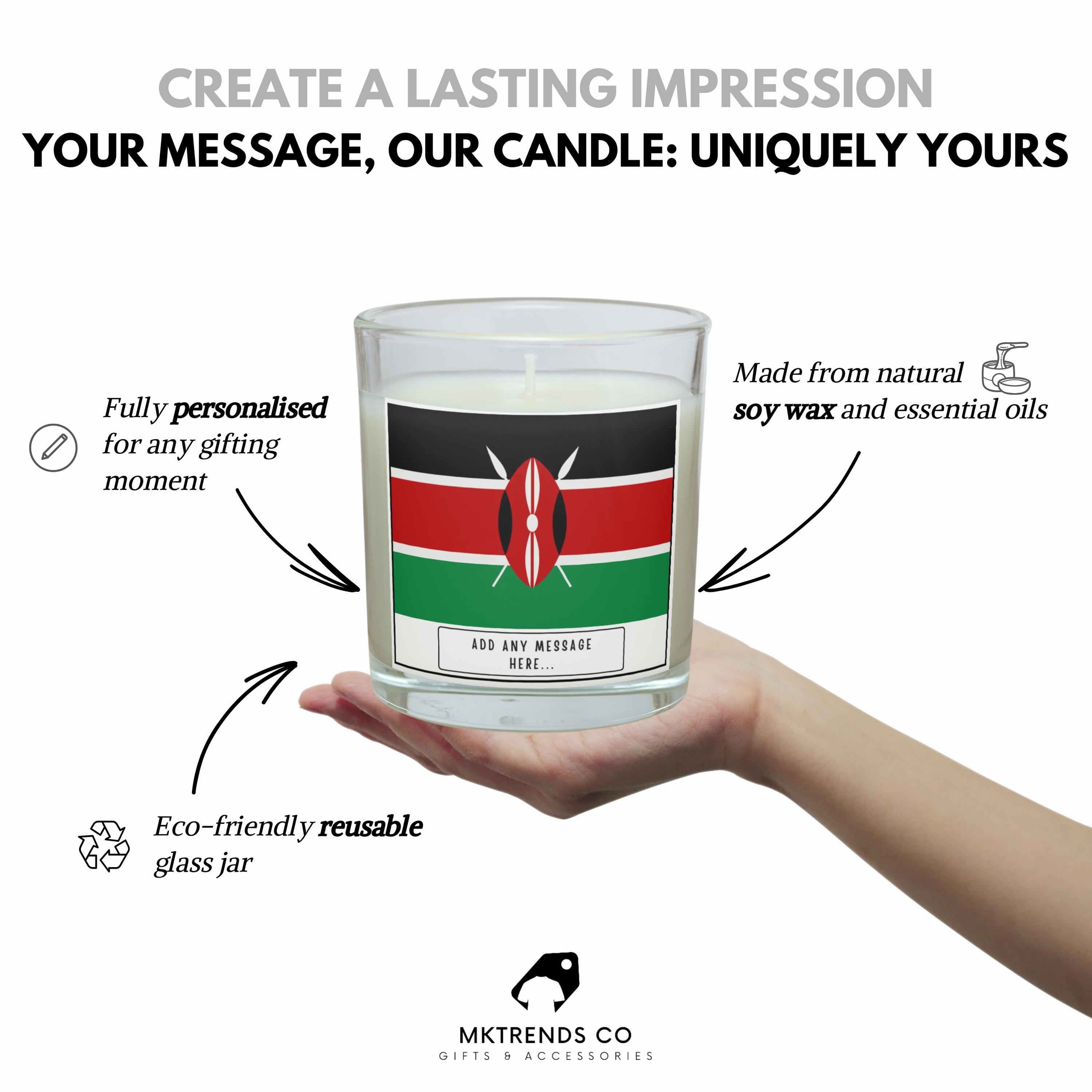 Kenya Personalised Candle | Flag of Kenya | Kenyan Flag Candle | Custom Message Kenyan Gift | Gift for Kenyan | Kenya Home Décor Candle Gift Etsy