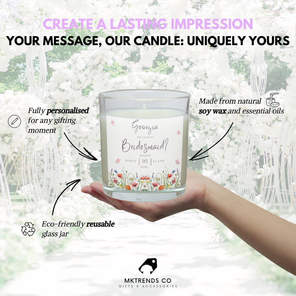 Bridesmaid Proposal Personalised Candle Gift | Be My Bridesmaid Invitation Gift | Custom Bridesmaid Message Candle | Bridal Party Decoration Etsy