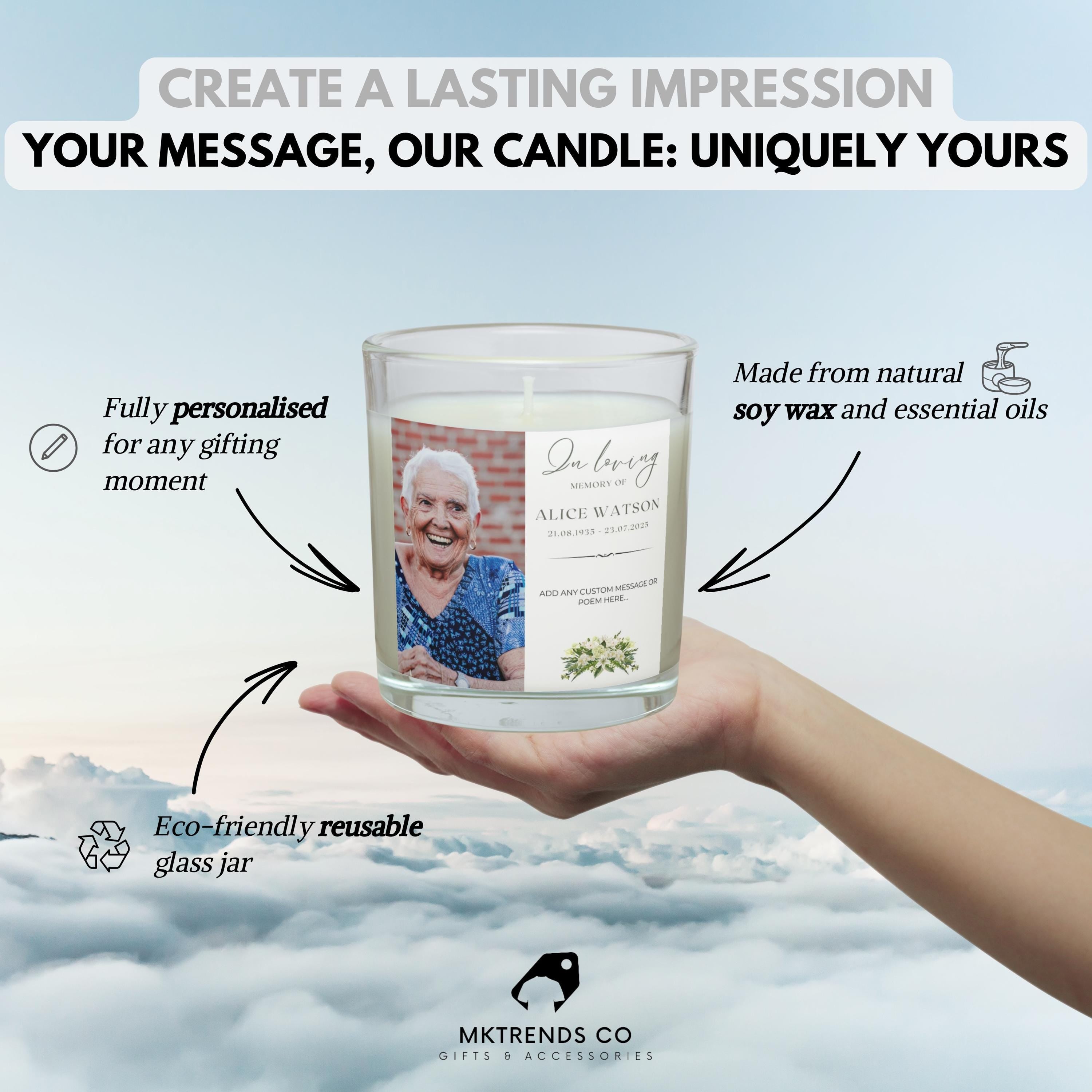 Photo Memorial Personalised Candle | In Loving Memory Message Gift | Custom Remembrance Candle | RIP Tribute | Mum | Dad | Pet Memorial Gift Etsy