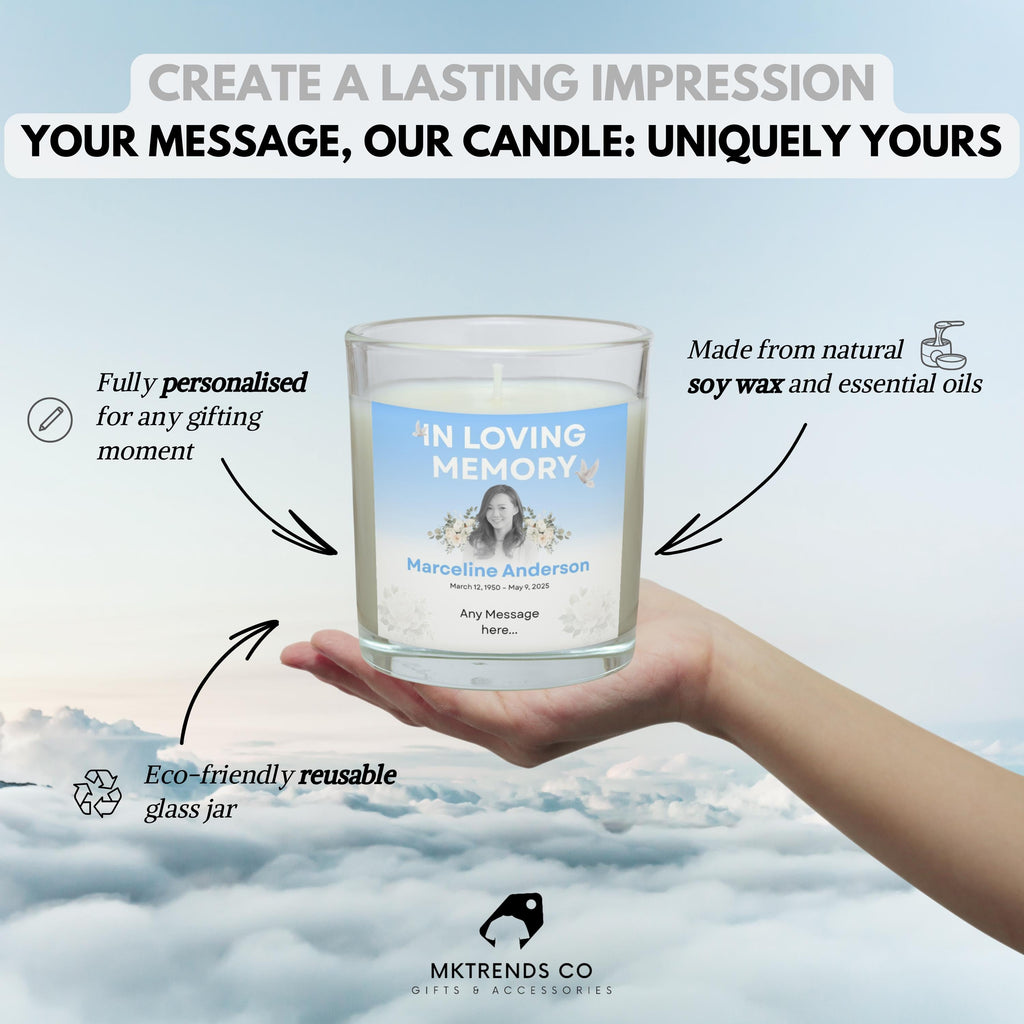 In Loving Memory Personalised Candle with Photo & Message | Memorial Candle with Name Dates | Sympathy Gift | Remembrance Tribute | RIP Gift Etsy