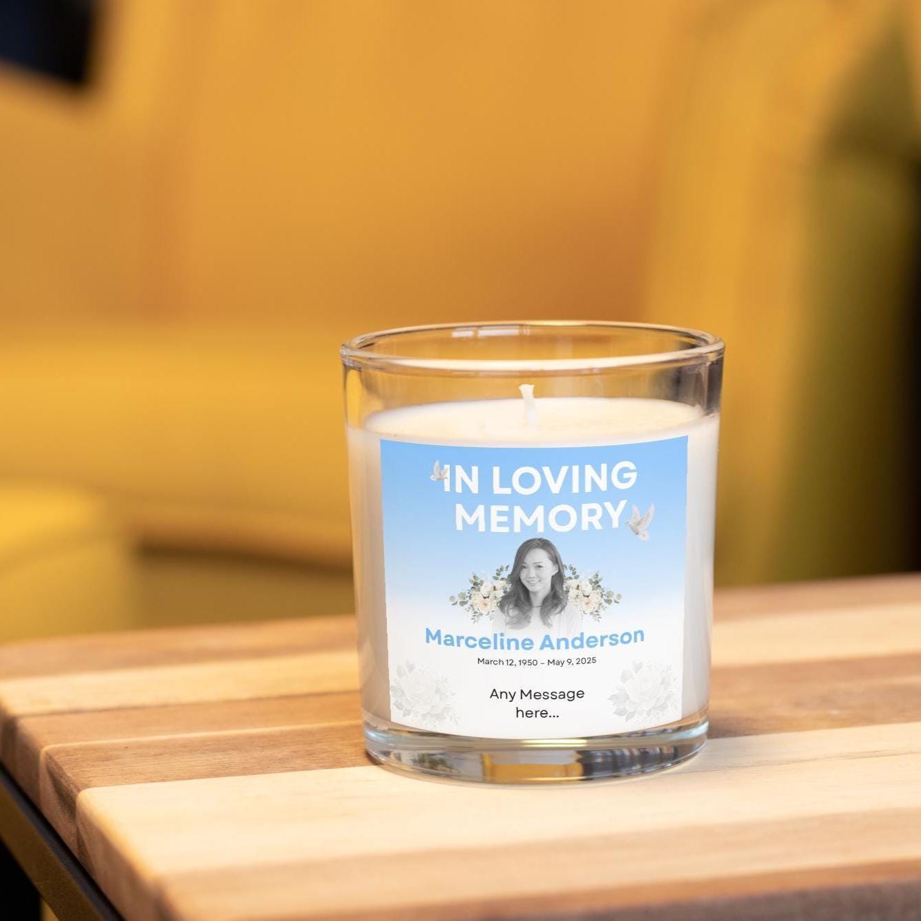 In Loving Memory Personalised Candle with Photo & Message | Memorial Candle with Name Dates | Sympathy Gift | Remembrance Tribute | RIP Gift Etsy