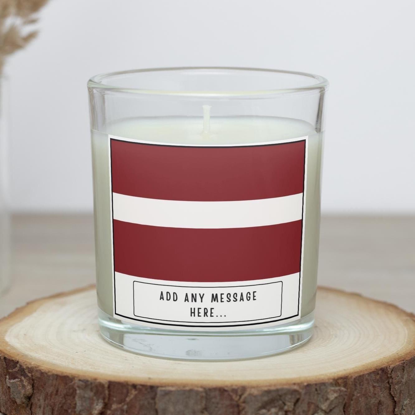 Latvia Personalised Candle | Flag of Latvia | Latvian Flag | Custom Latvian Message | Gift for Latvian | Latvia Home Décor | Latvian Message Etsy