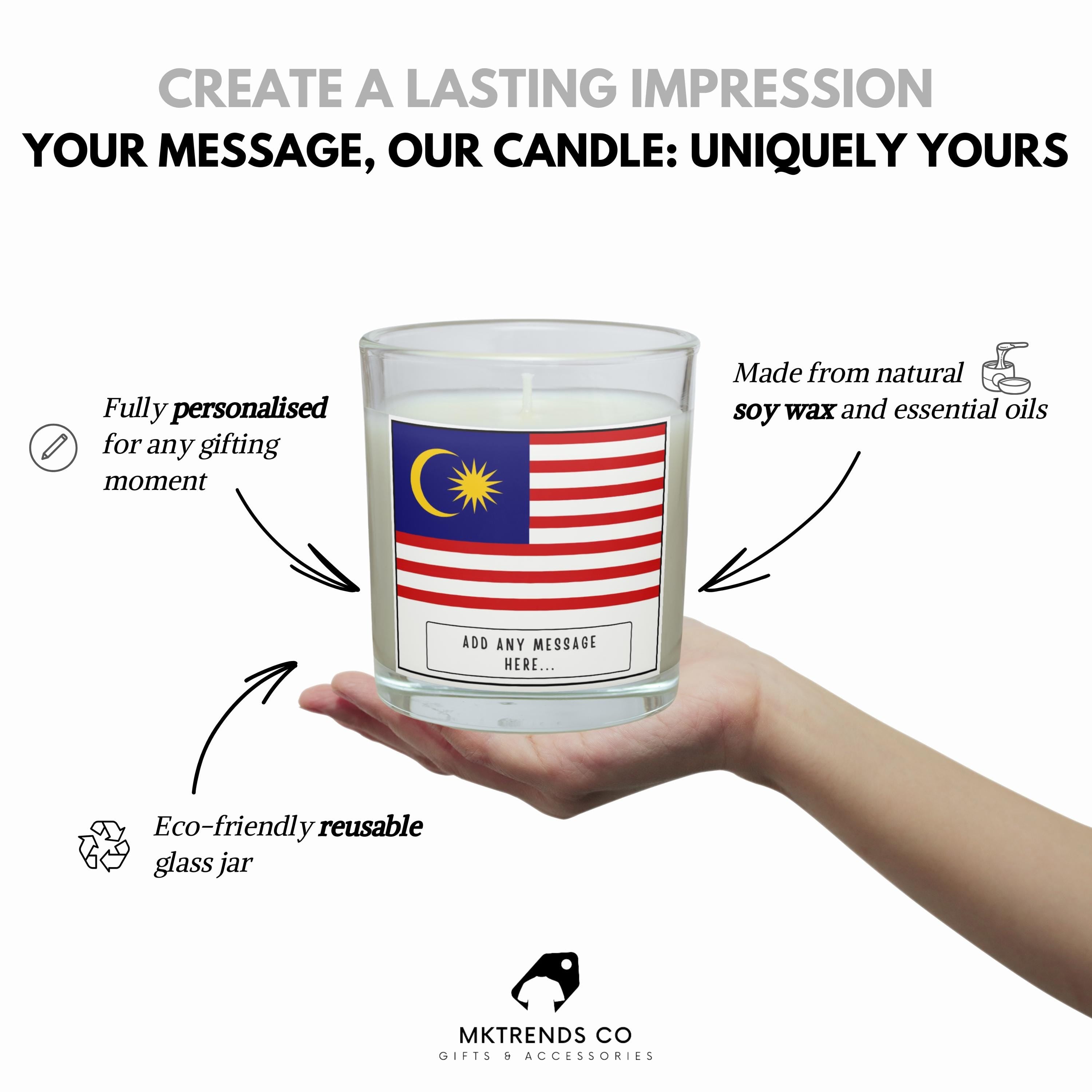 Malaysia Personalised Candle | Flag of Malaysia | Malaysian Flag | Custom Malaysian Gift | Gift for Malaysian | Malaysia Home Decor Candle Etsy