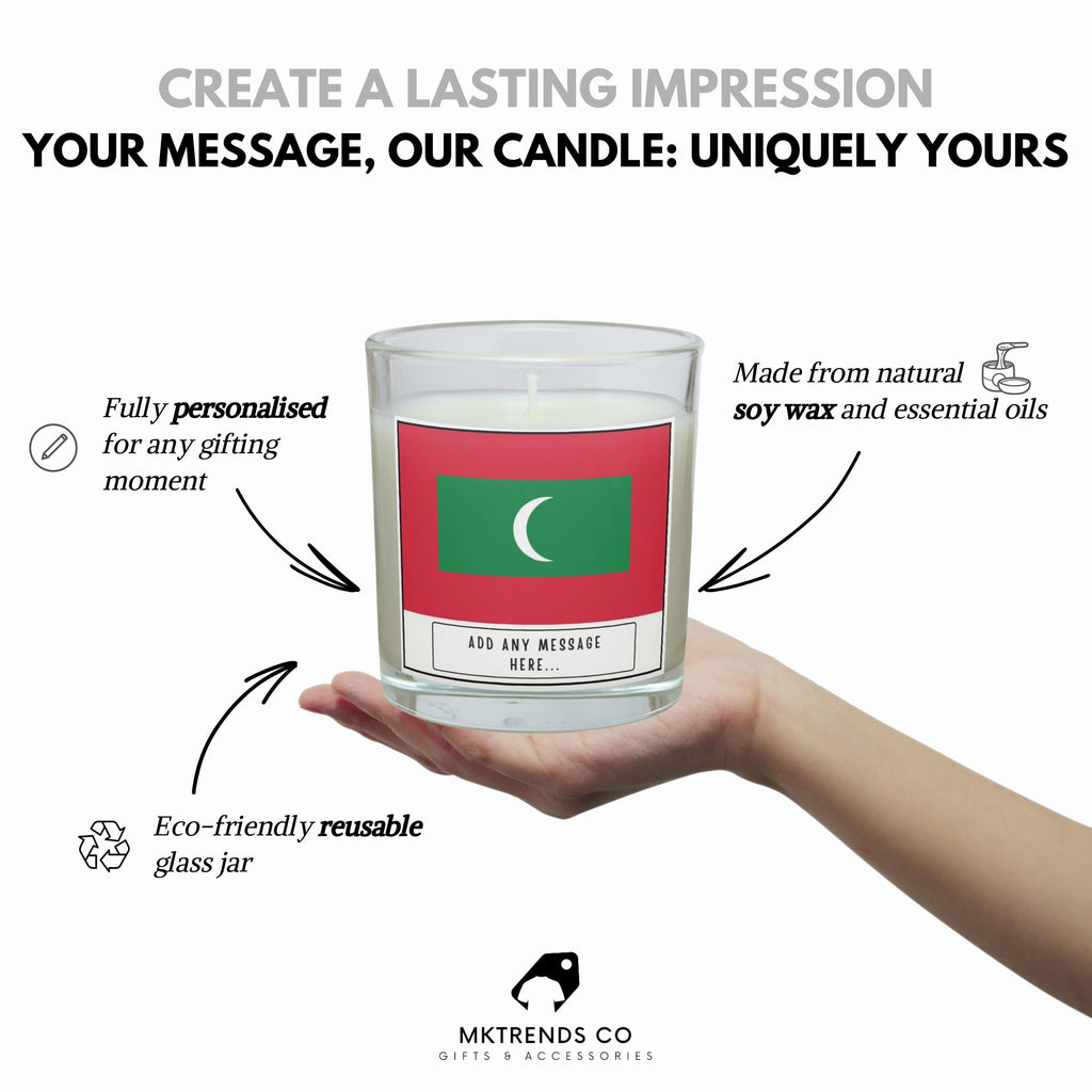 Maldives Personalised Candle | Flag of Maldives | Maldivian Flag | Custom Maldives Candles | Gift for Maldivian | Maldives Home Decor Gift Etsy