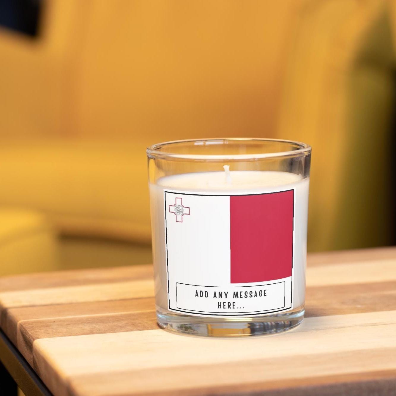 Malta Personalised Candle | Flag of Malta | Maltese Flag Candle | Custom Message Malta Gift | Gift for Maltese | Malta Home Decor Message Etsy