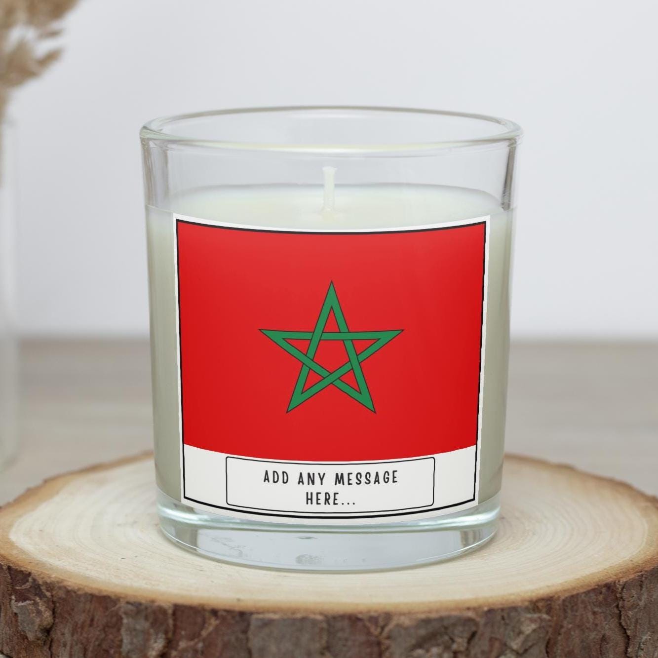 Morocco Personalised Candle | Flag of Morocco | Moroccan Flag Candle | Gift for Moroccan | Custom Moroccan Message | Moroccan Home Decor Etsy