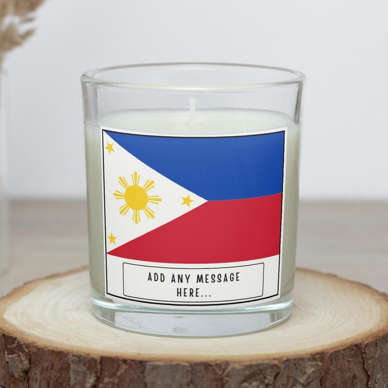 Philippines Personalised Candle | Flag of Philippines | Filipino Flag Gift | Custom Filipino Message | Filipino Gift |Philippines Home Decor Etsy