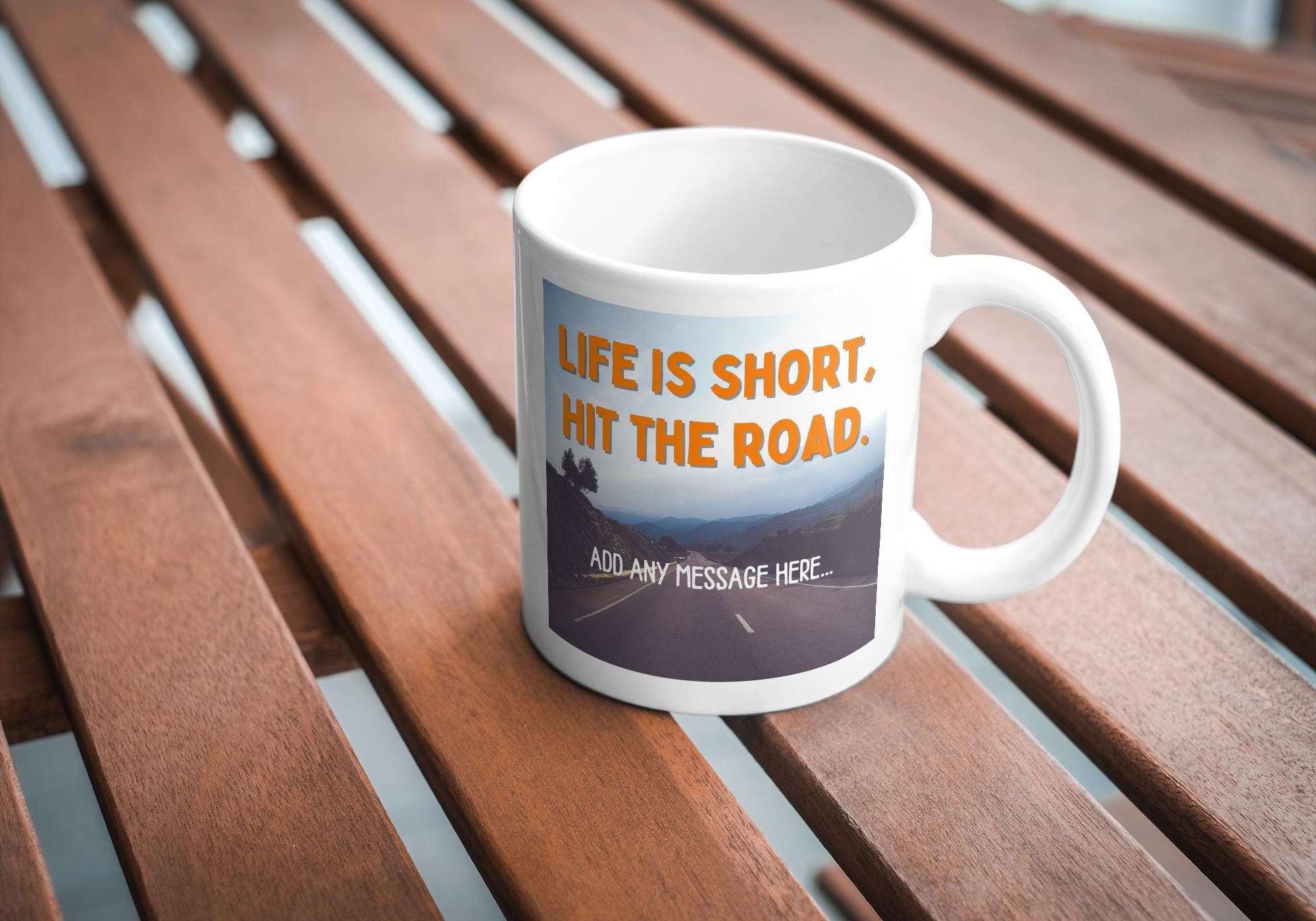 Personalised Vanlife Quote Mug | Scenic Road Design | Custom Message | Campervan Gift | UK Motorhome Present | Caravan Gift | Road Trip Etsy