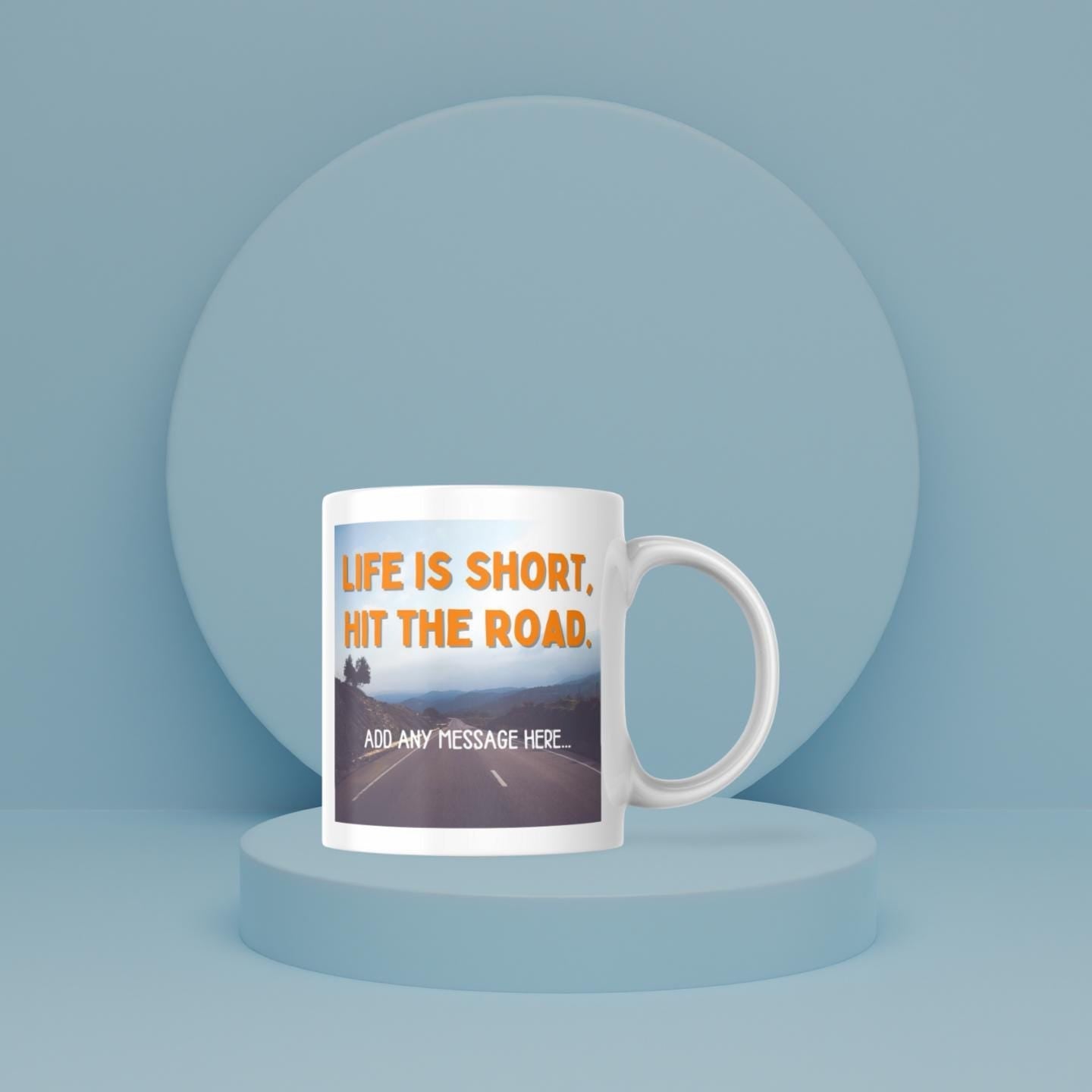Personalised Vanlife Quote Mug | Scenic Road Design | Custom Message | Campervan Gift | UK Motorhome Present | Caravan Gift | Road Trip Etsy