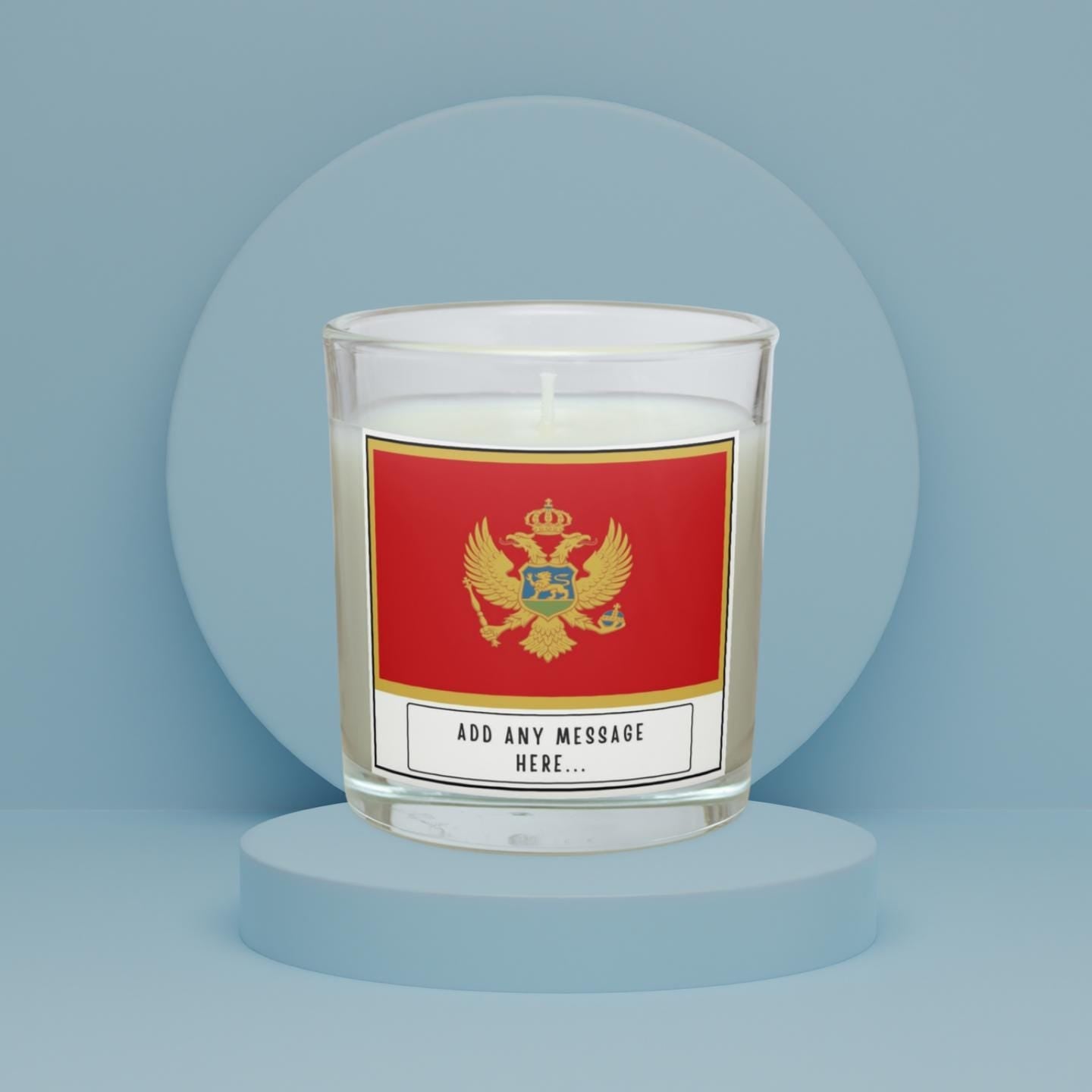 Montenegro Personalised Candle | Flag of Montenegro | Montenegrin Flag Gifts | Custom Montenegro Gifts | Montenegro Home Decor Candle Gift Etsy