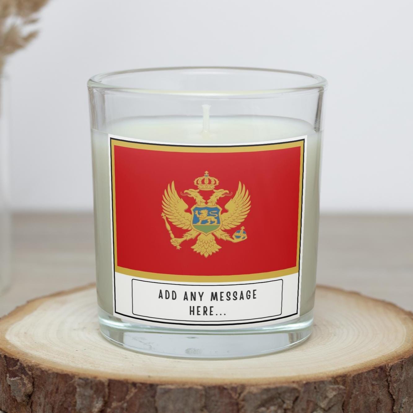 Montenegro Personalised Candle | Flag of Montenegro | Montenegrin Flag Gifts | Custom Montenegro Gifts | Montenegro Home Decor Candle Gift Etsy