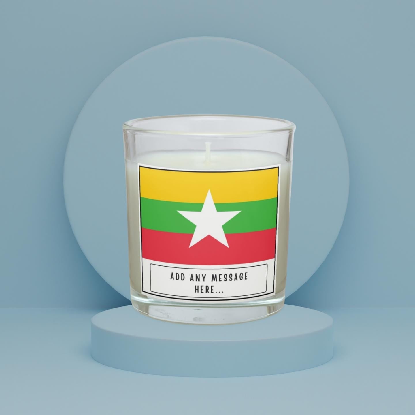 Myanmar Personalised Candle | Flag of Myanmar | Burmese Flag Gift | Gift for Burmese | Myanmar Home Decor | Burmese Home Decor Candle Gift Etsy