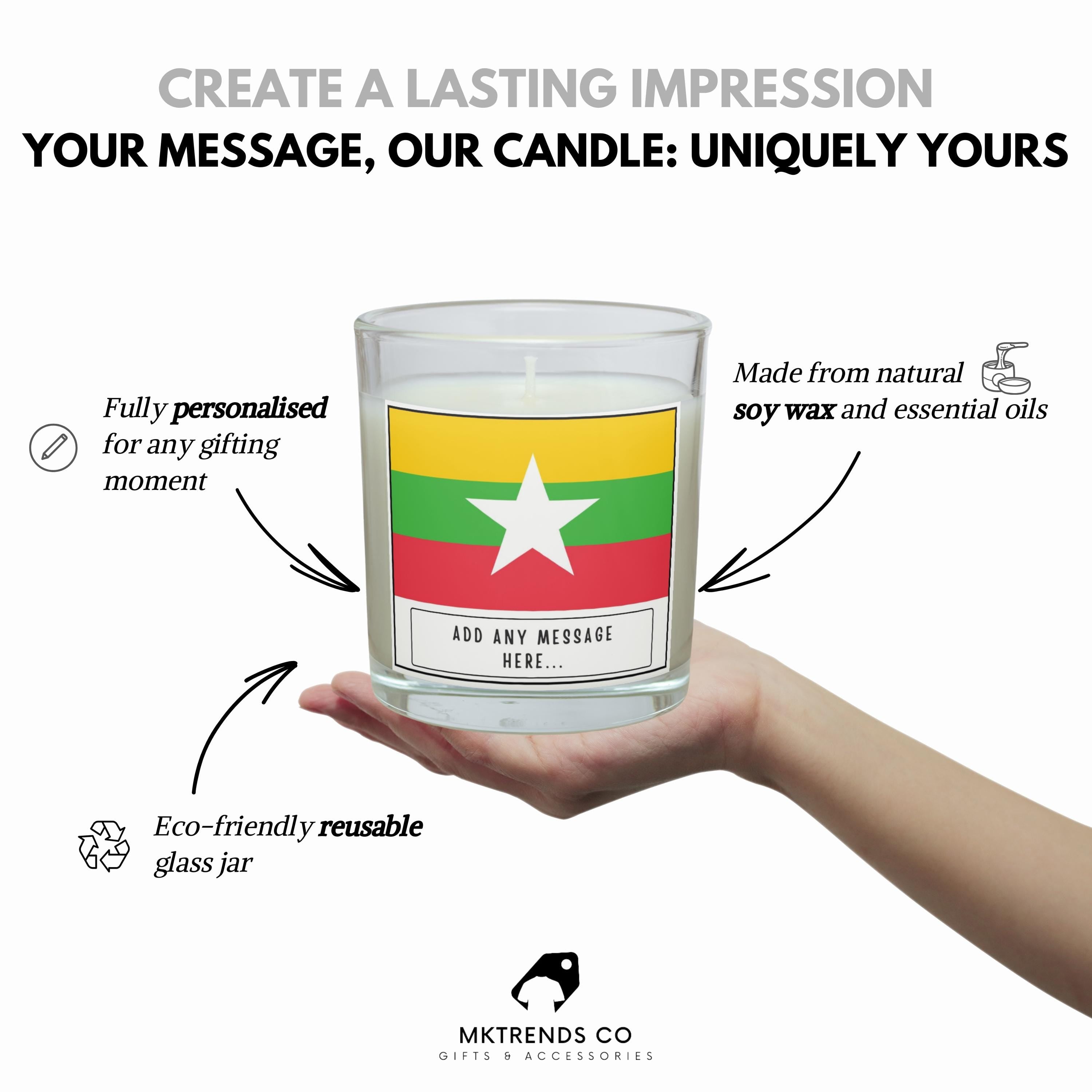 Myanmar Personalised Candle | Flag of Myanmar | Burmese Flag Gift | Gift for Burmese | Myanmar Home Decor | Burmese Home Decor Candle Gift Etsy