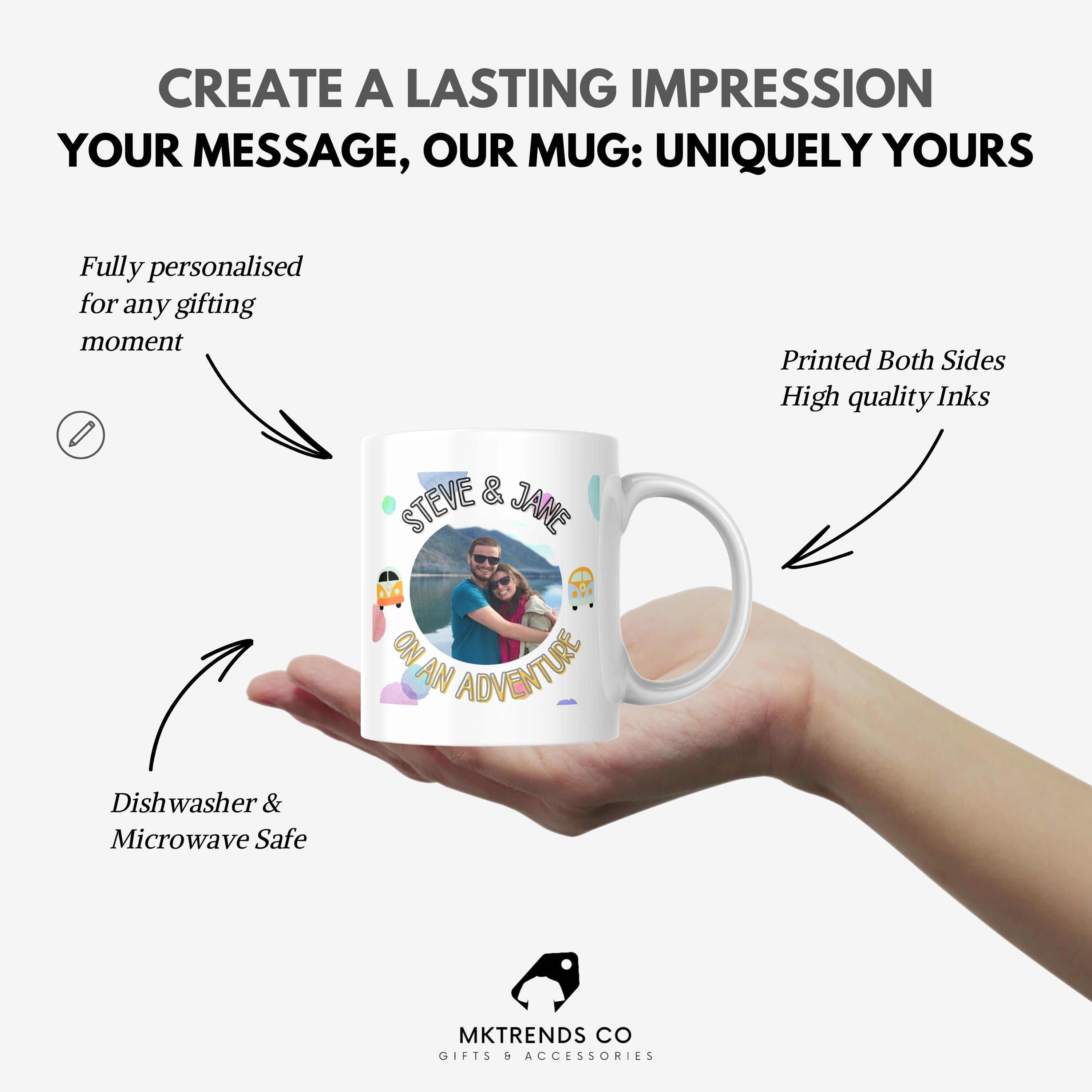 Personalised Vanlife Photo Mug | “On an Adventure Custom Camper Gift | Add Any Photo & Message | UK Travel Keepsake | Vanlife Quote Etsy