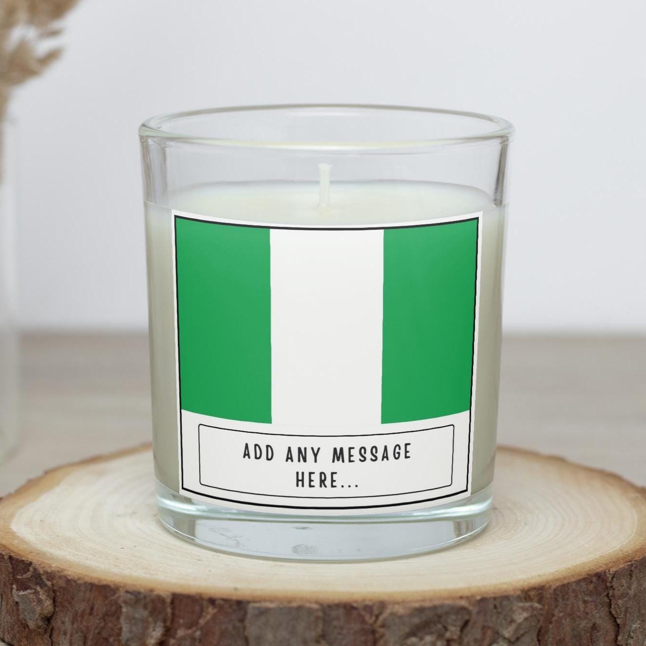 Nigeria Personalised Candle | Flag of Nigeria | Nigerian Flag | Custom Nigerian Message | Gift for Nigerian | Nigeria Home decor Candle Gift Etsy