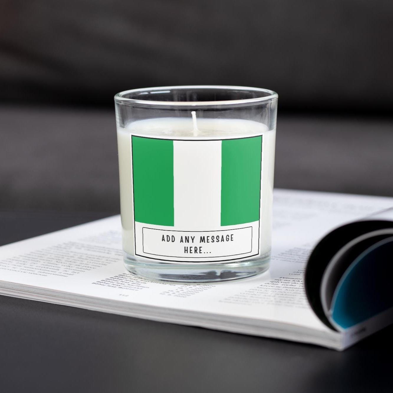 Nigeria Personalised Candle | Flag of Nigeria | Nigerian Flag | Custom Nigerian Message | Gift for Nigerian | Nigeria Home decor Candle Gift Etsy