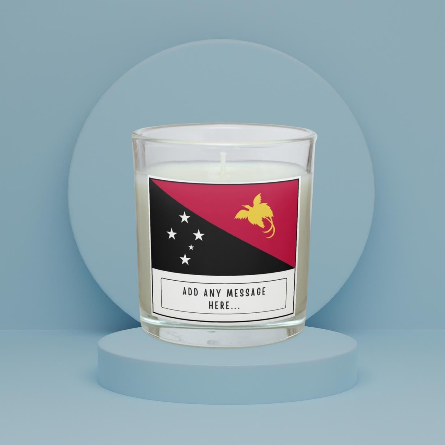 Papua New Guinea Personalised Candle | Flag of Papua New Guinea Gift | Custom PNG Message Candle | PNG Home Decor | Melanesian Home Decor Etsy