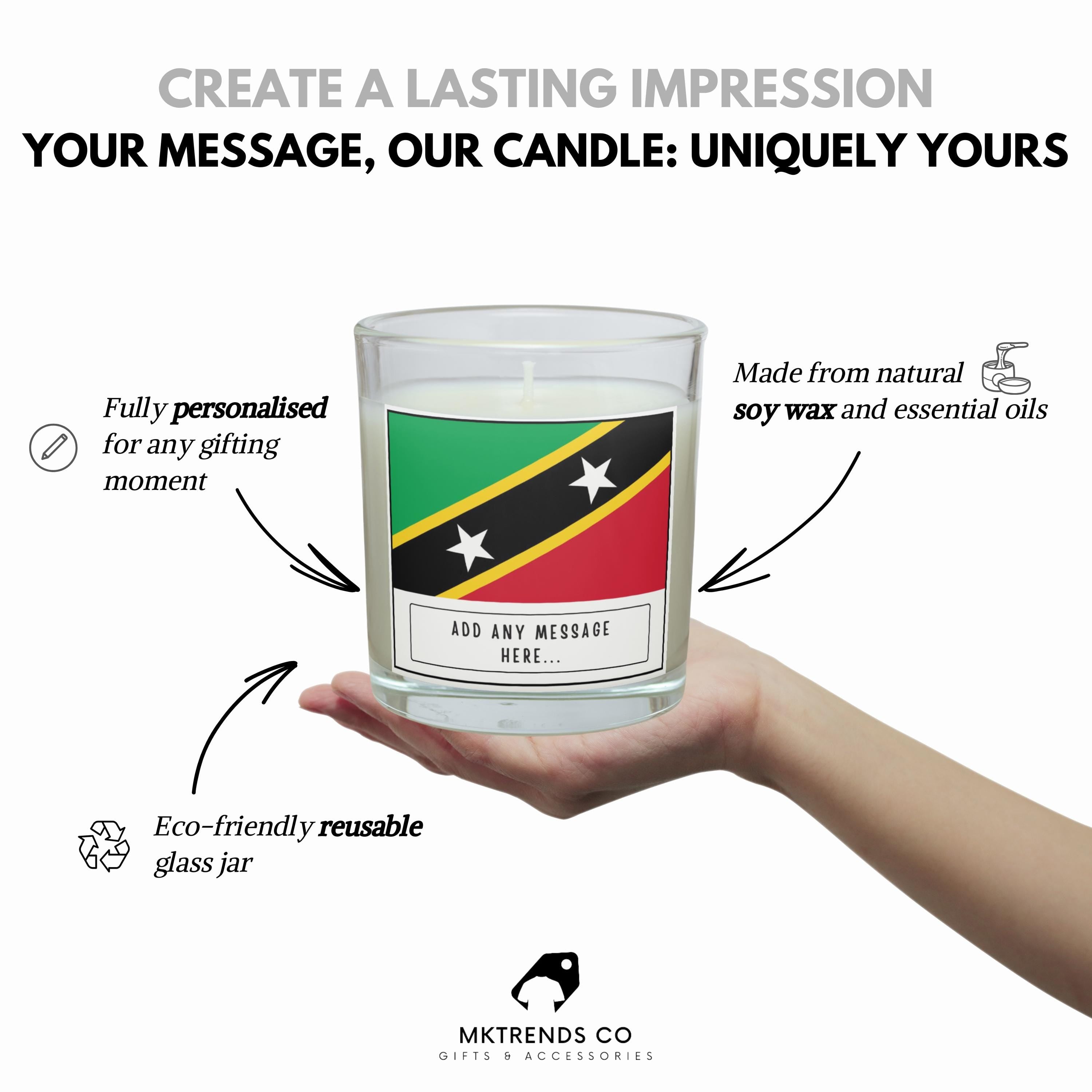 Saint Kitts and Nevis Personalised Candle | Flag of Saint Kitts | Saint Kitts and Nevis Flag | Custom Saint Kitts Gift | Saint Kitts Home Etsy